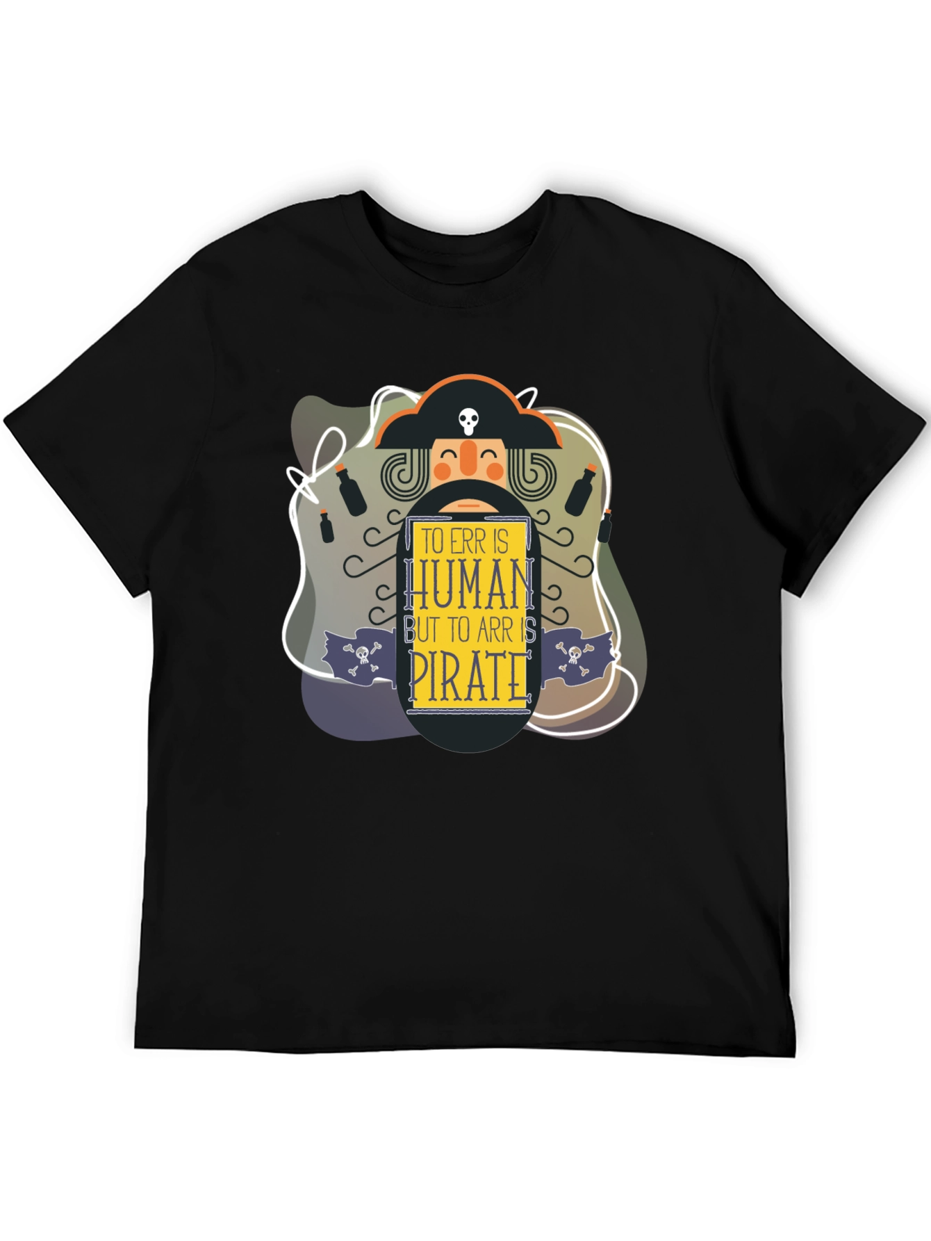Black Pirate Humor T-Shirt - To Err Is Human, But To Arr Is Pirate view 5