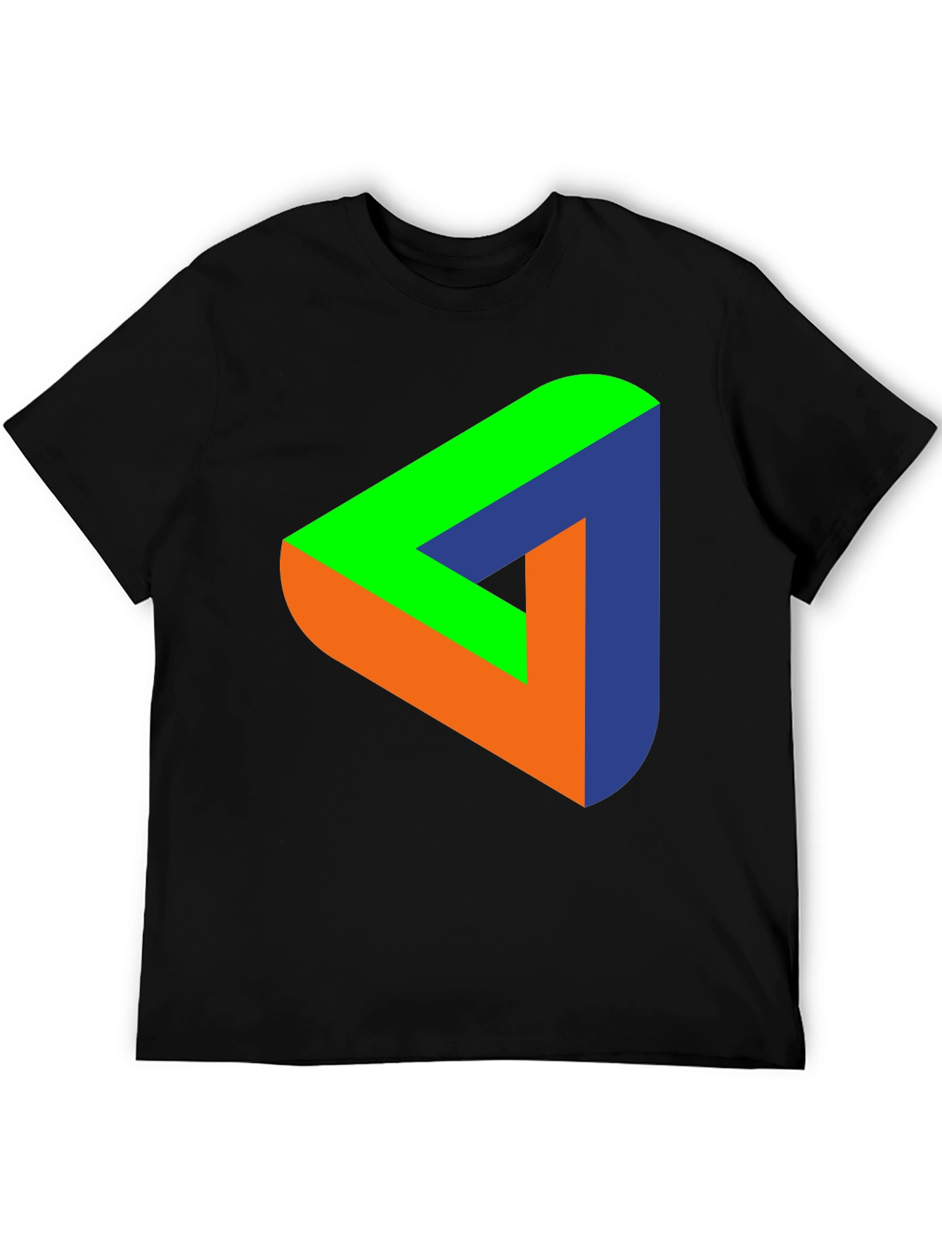 Black Optical Illusion Triangle Graphic T-Shirt view 5