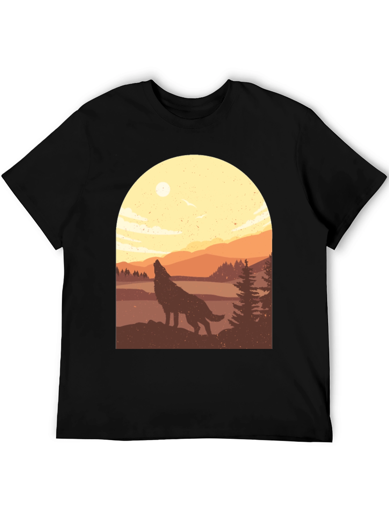 Black Wolf Silhouette Graphic Tee - Nature Inspired T-Shirt view 5