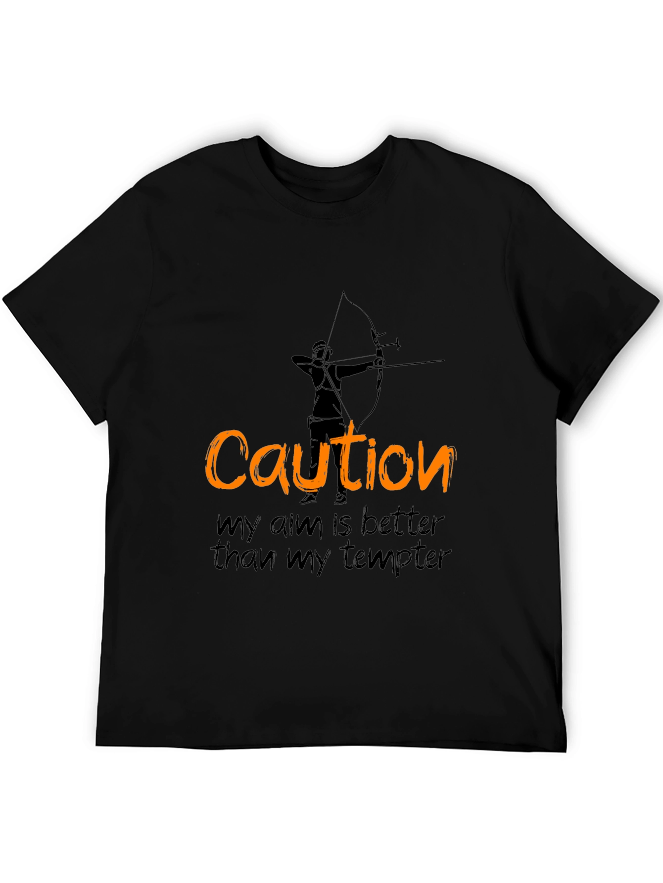 Black Caution Archery T-Shirt - Aim Better Than Tempter view 5