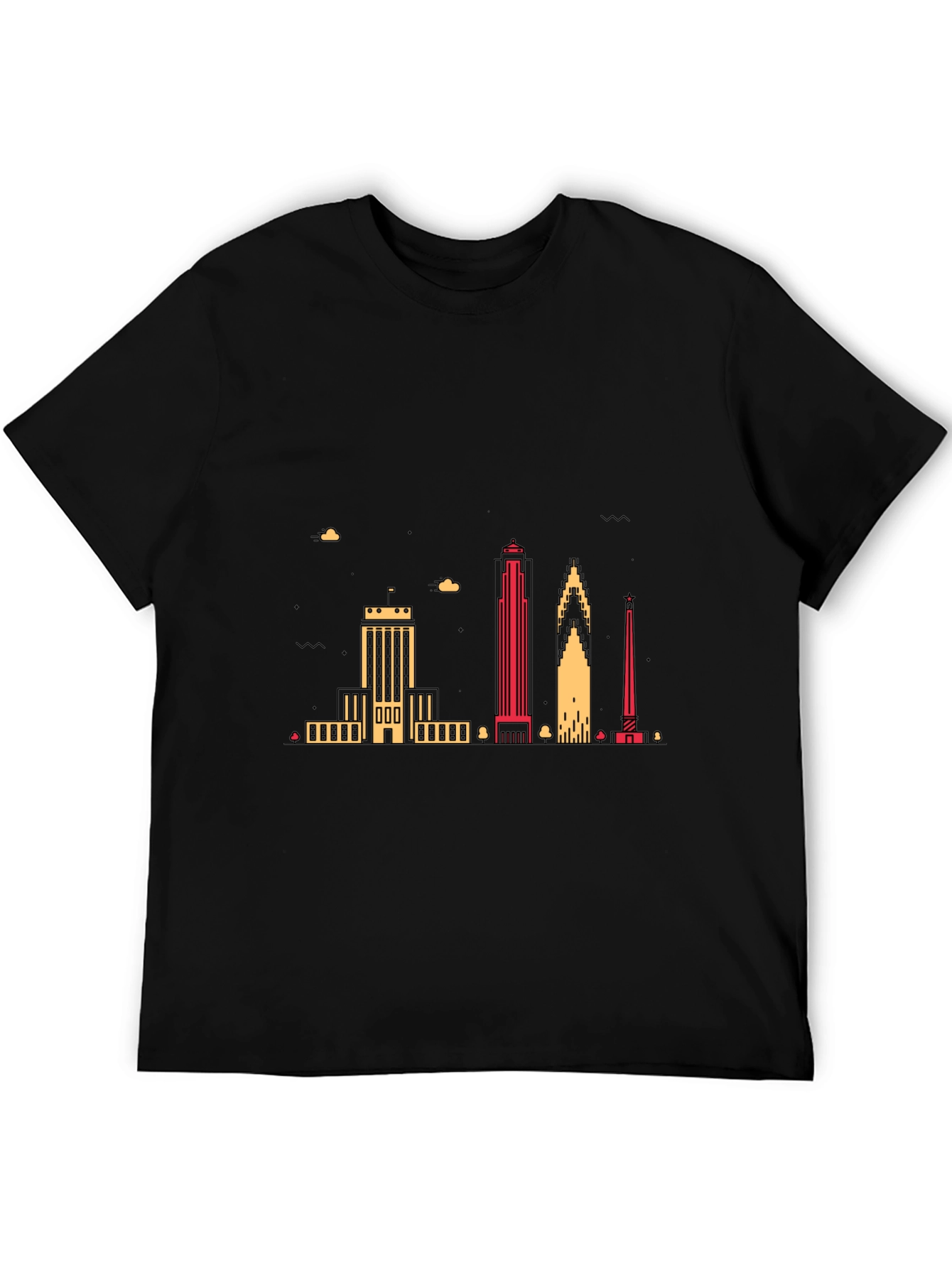 Black Urban Skyline Graphic Tee - Black Crew Neck view 5
