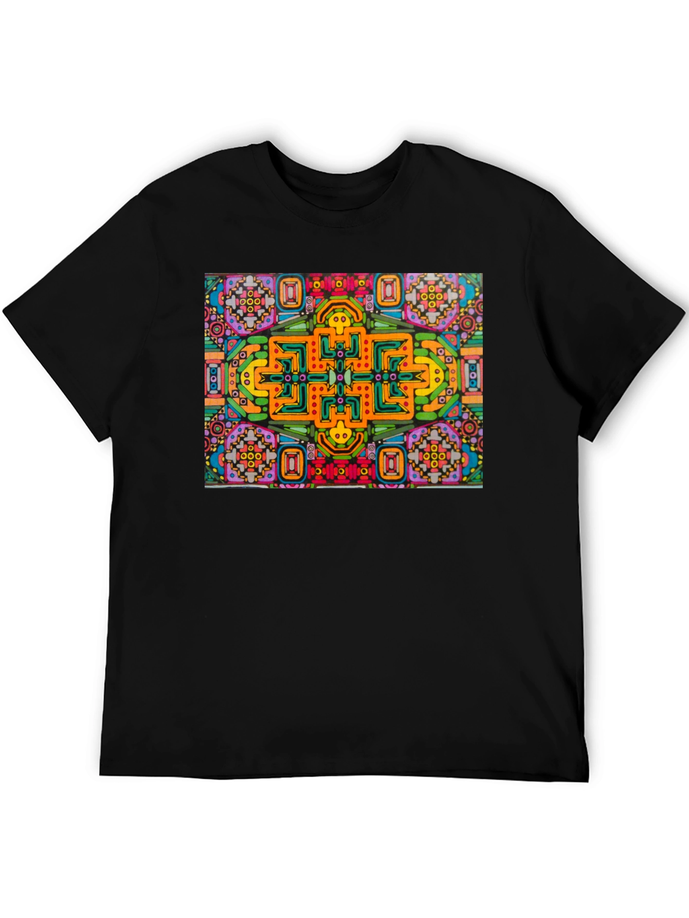 Black Abstract Graphic Tee - Bold Colorful Design view 5