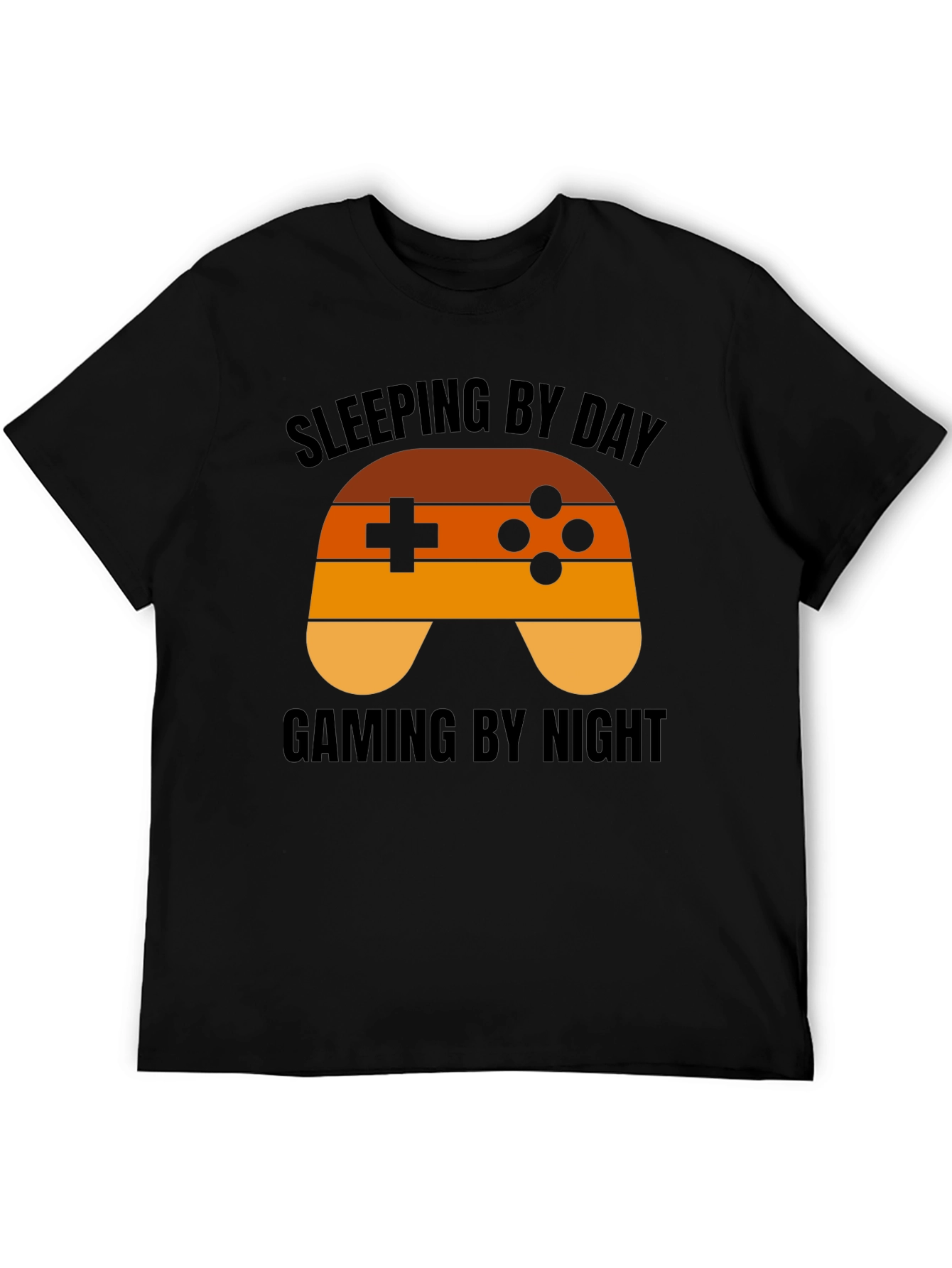 Black Gamer T-Shirt - Sleeping By Day, Gaming By Night view 5