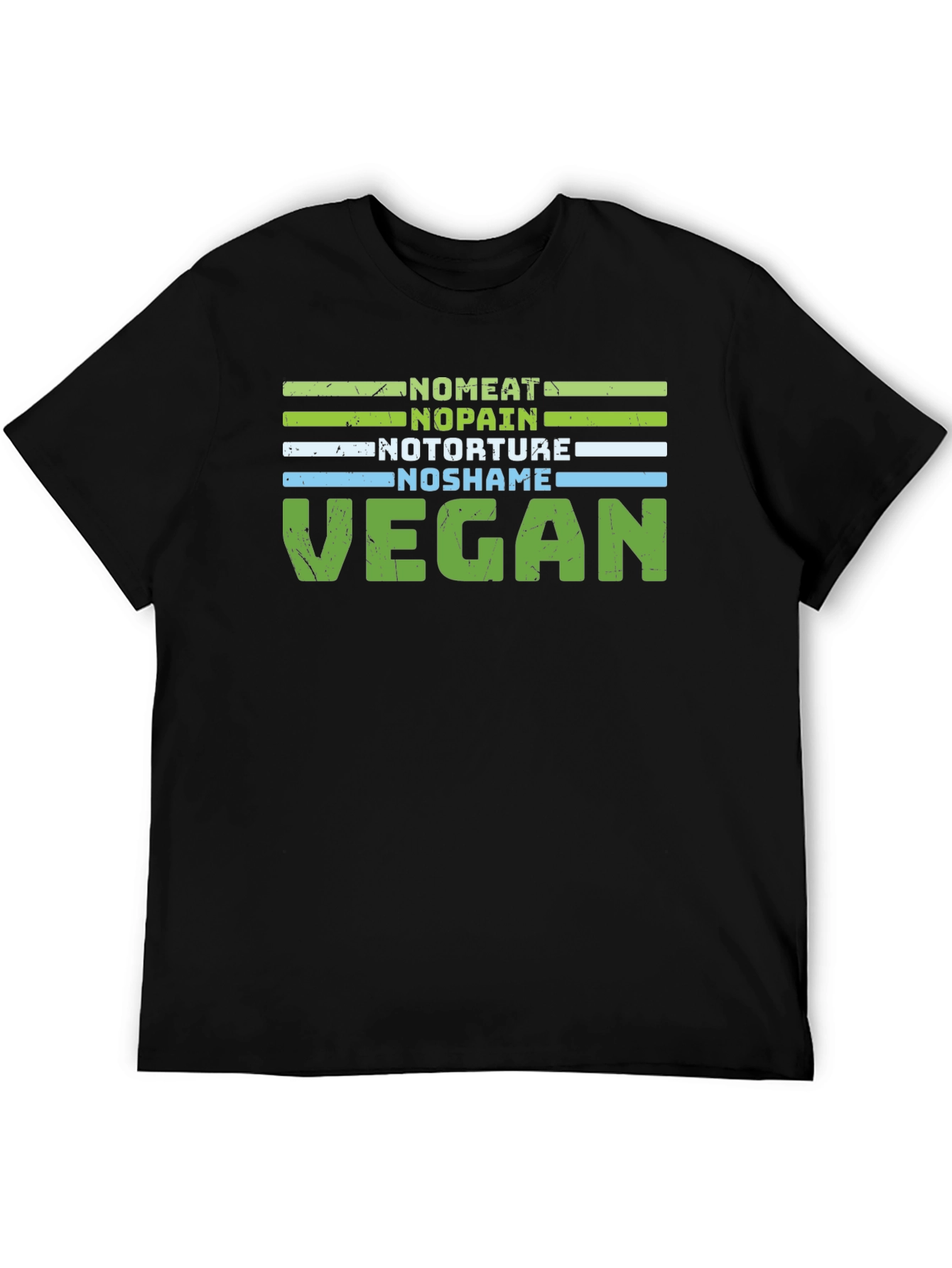 Black Vegan T-Shirt - No Meat No Pain Graphic Tee view 5