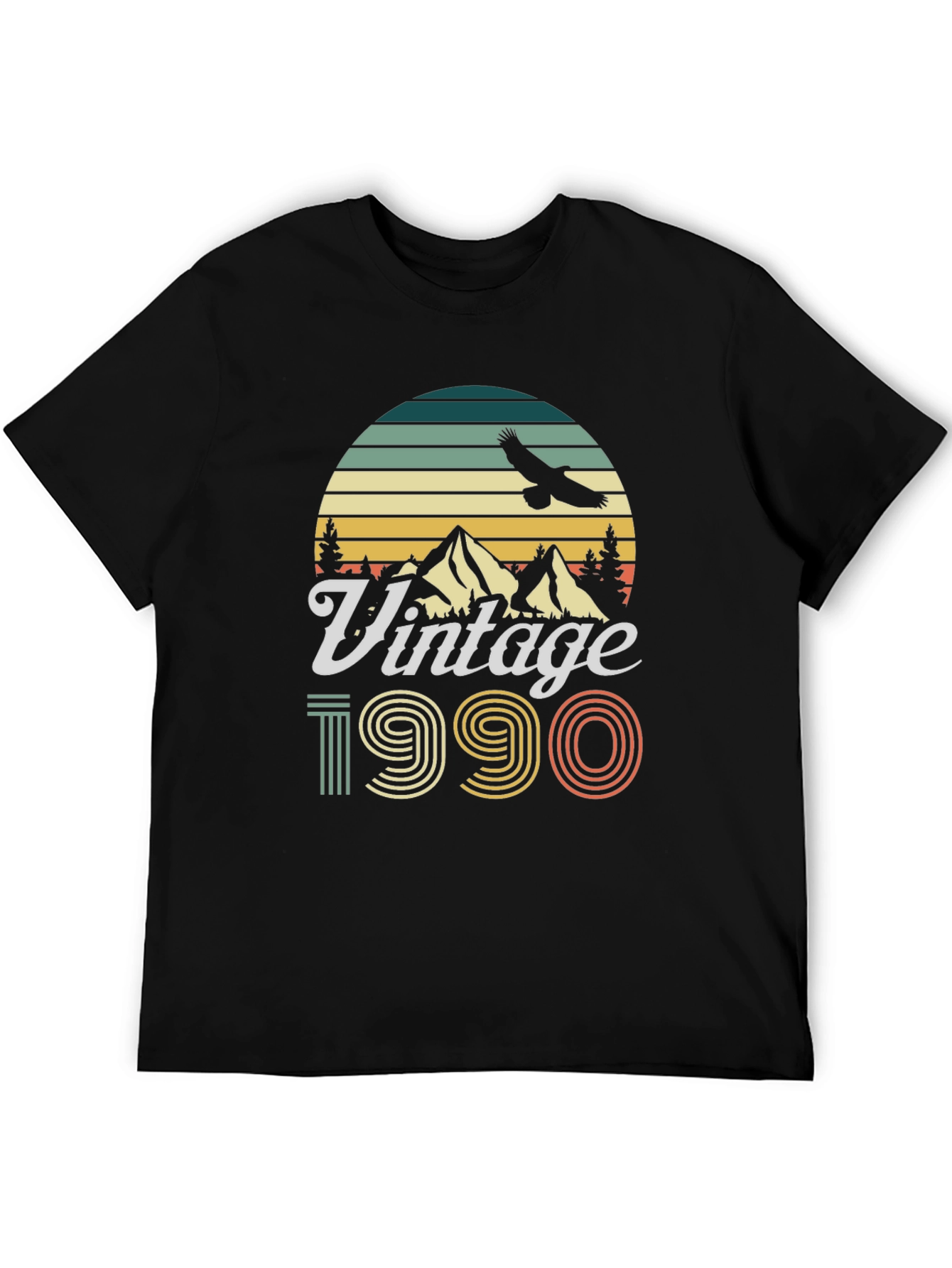 Black Vintage 1990 T-Shirt Retro Style Birthday Gift view 5