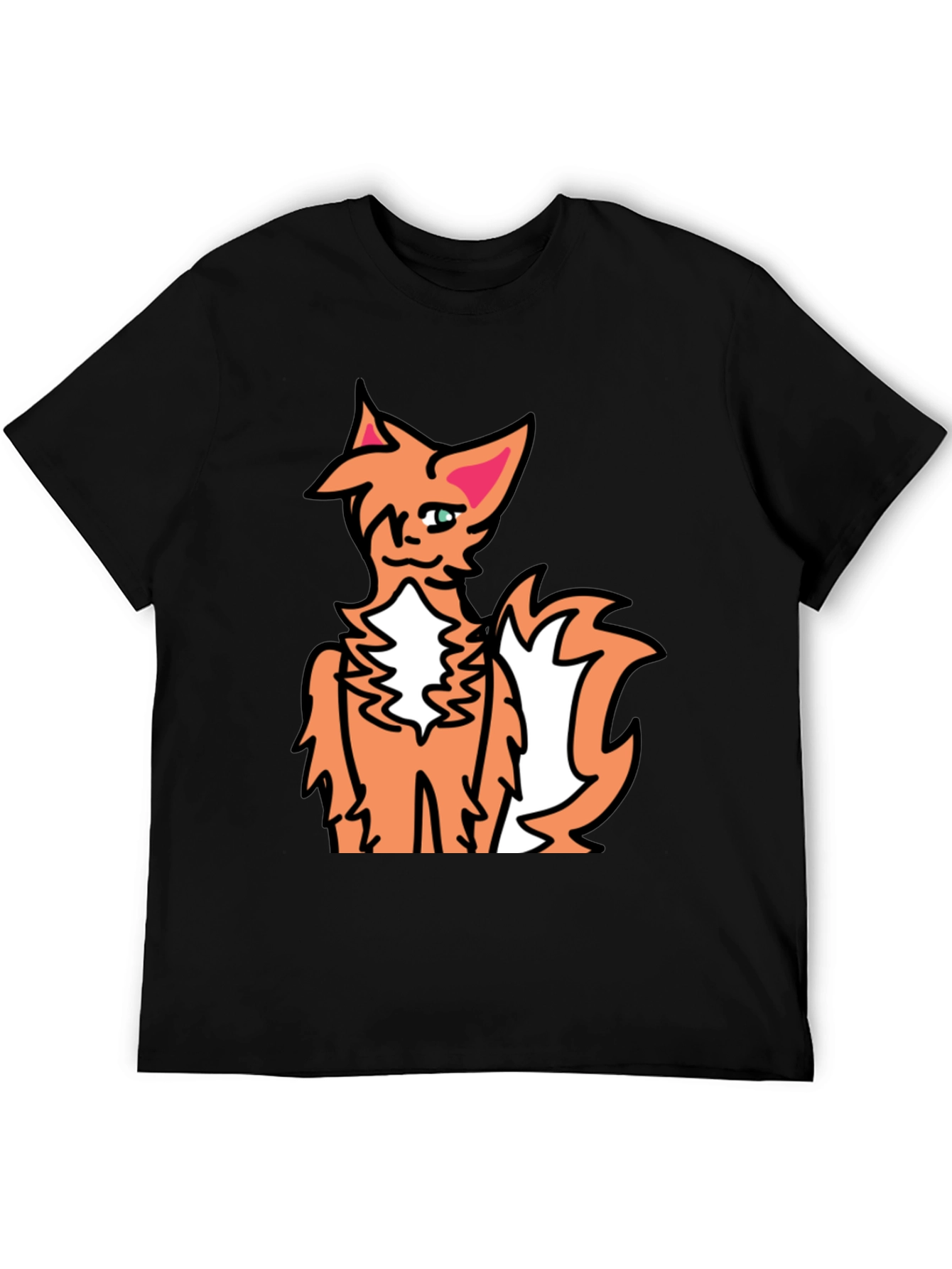 Black Cartoon Fox Graphic Black Tee view 5