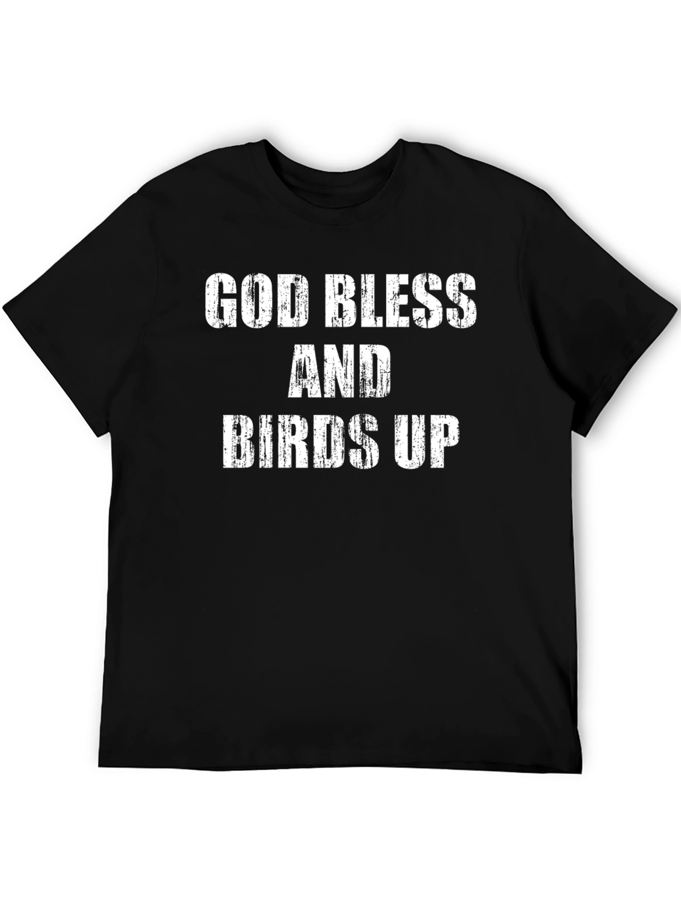 Black God Bless and Birds Up Black Graphic Tee view 5