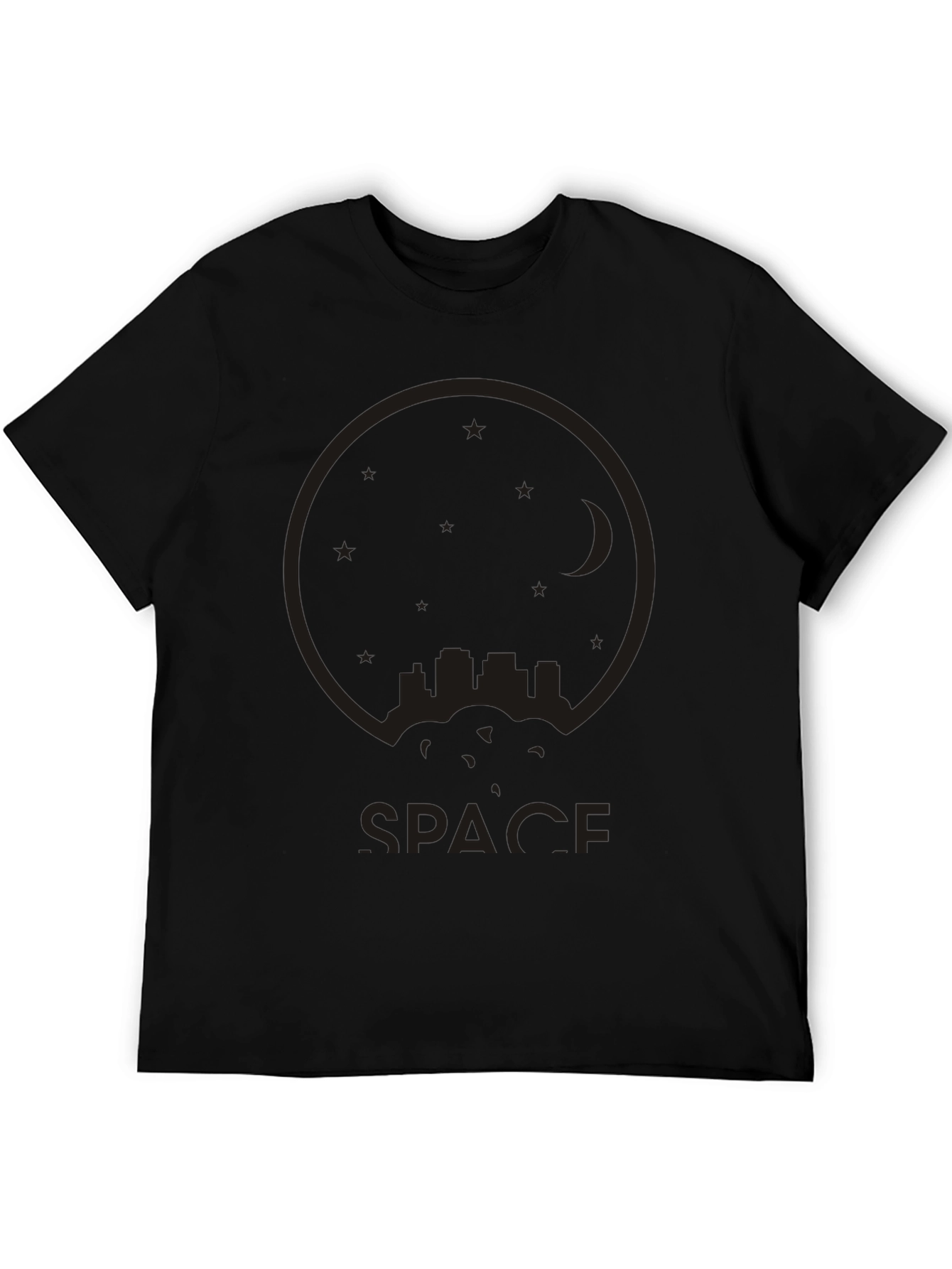 Black Space Cityscape Black T-Shirt view 5
