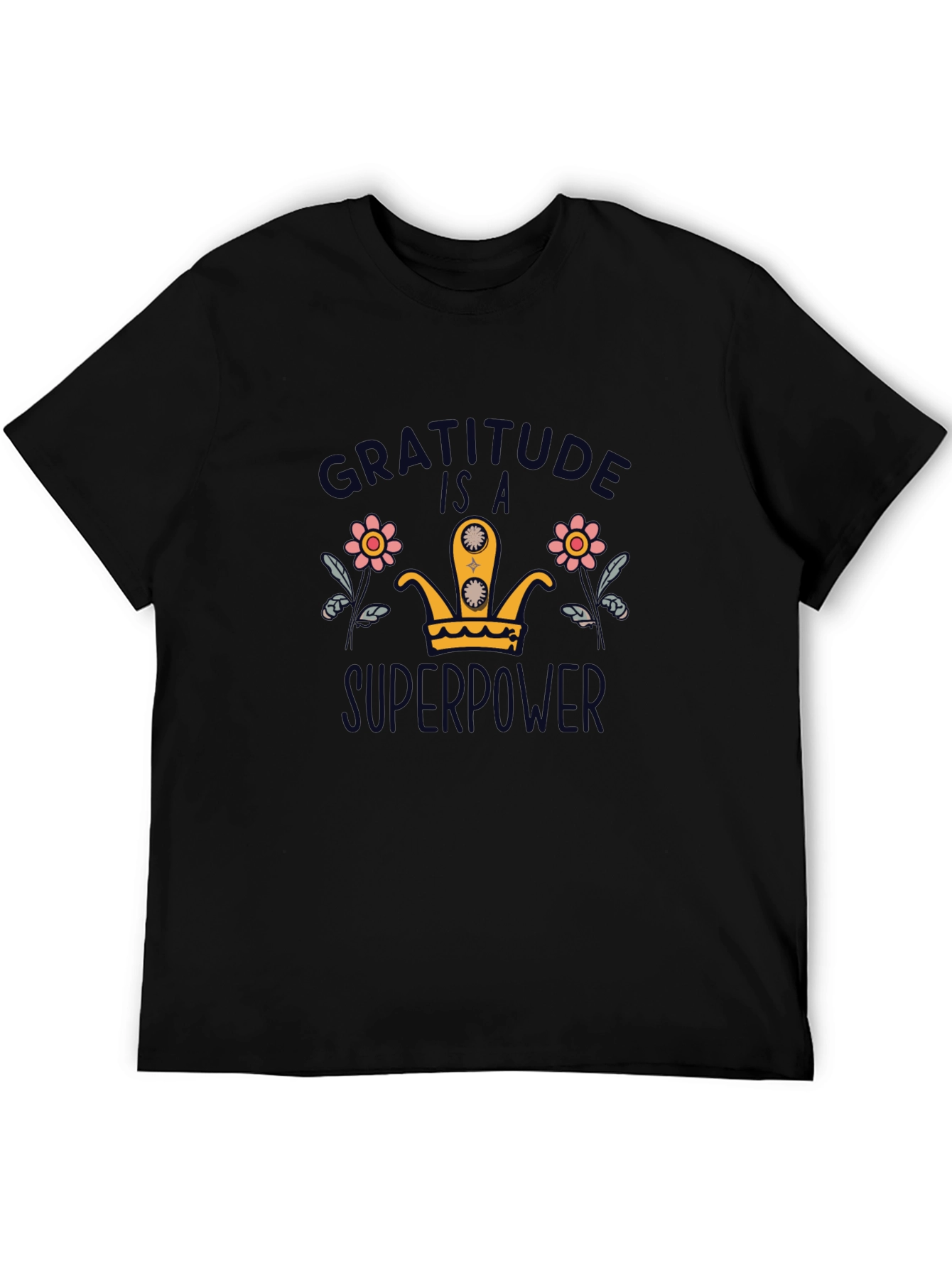 Black Gratitude is a Superpower Black T-Shirt view 5