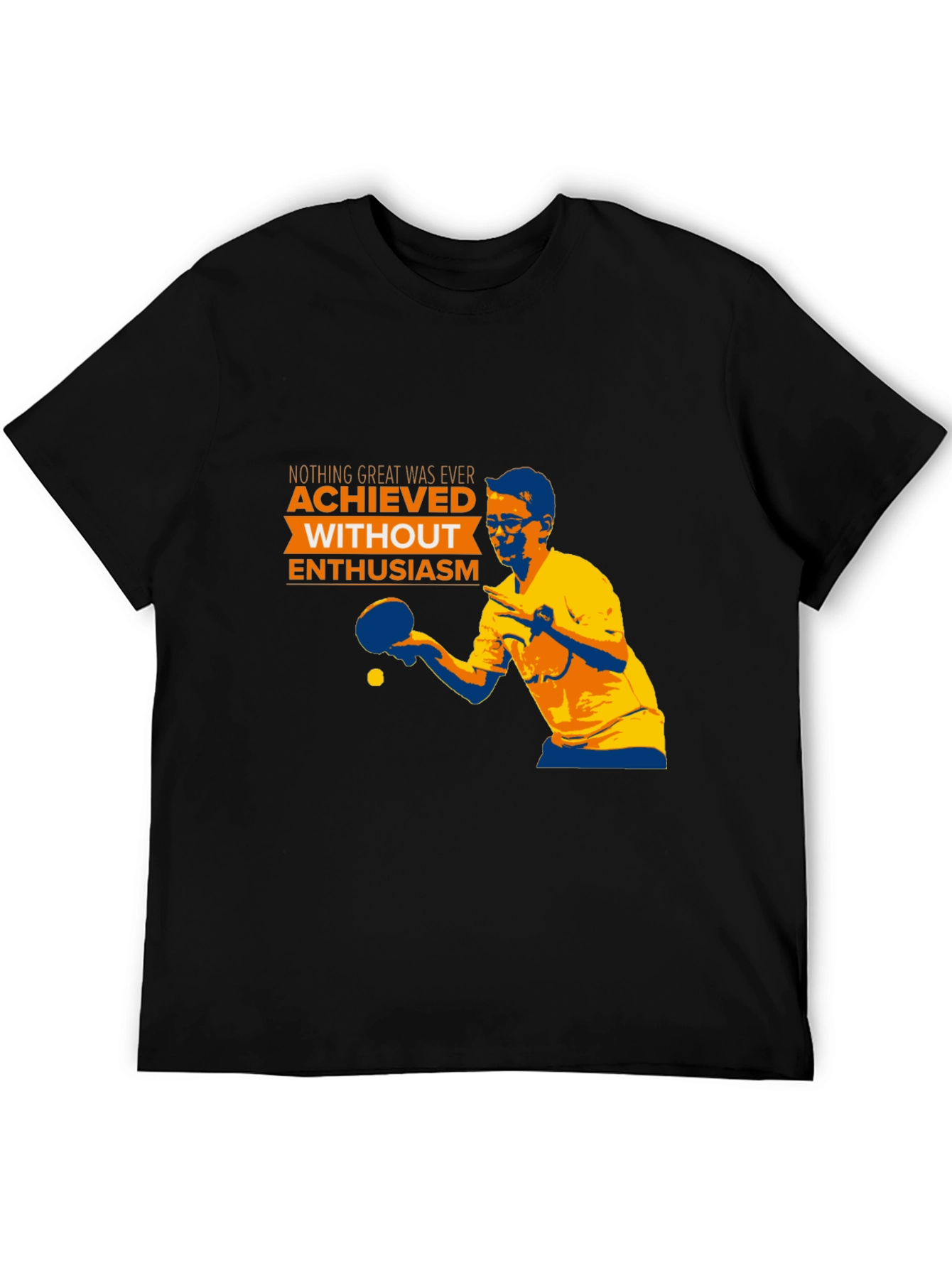 Black Enthusiastic Table Tennis Player T-Shirt view 5