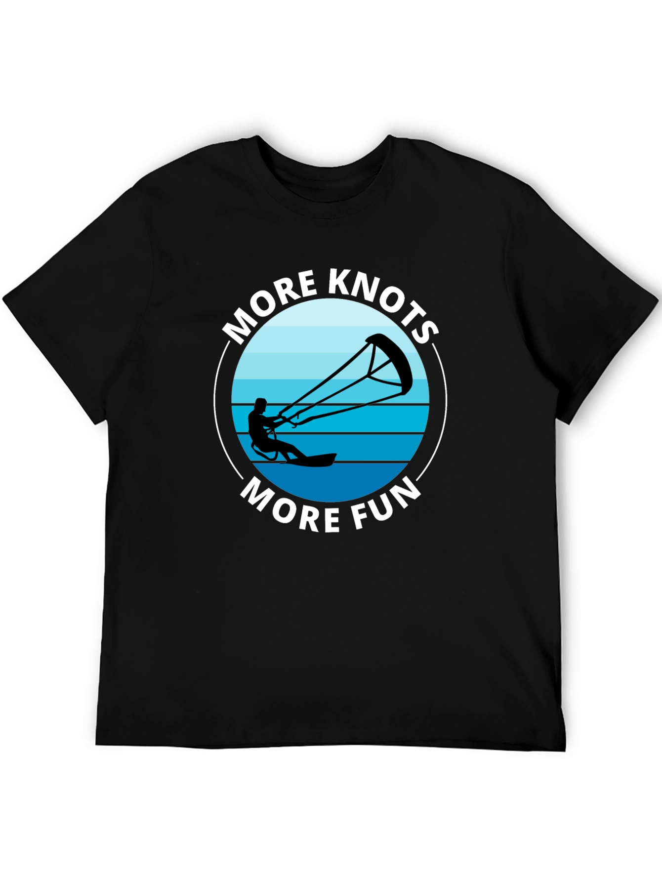 Black More Knots More Fun Black T-Shirt | Kitesurfing Tee view 5
