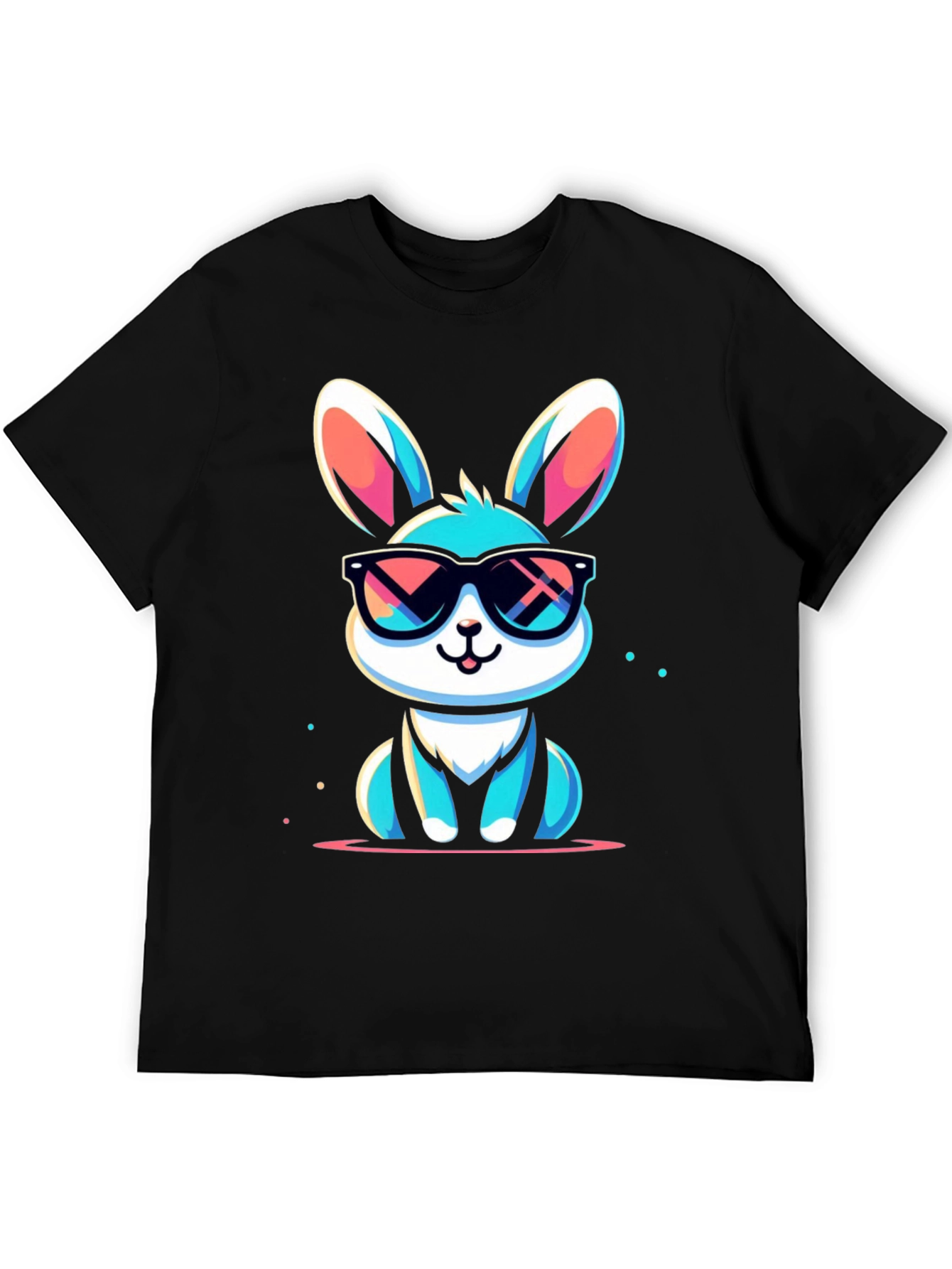 Black Cool Bunny Graphic Tee - Stylish Unisex T-Shirt view 5