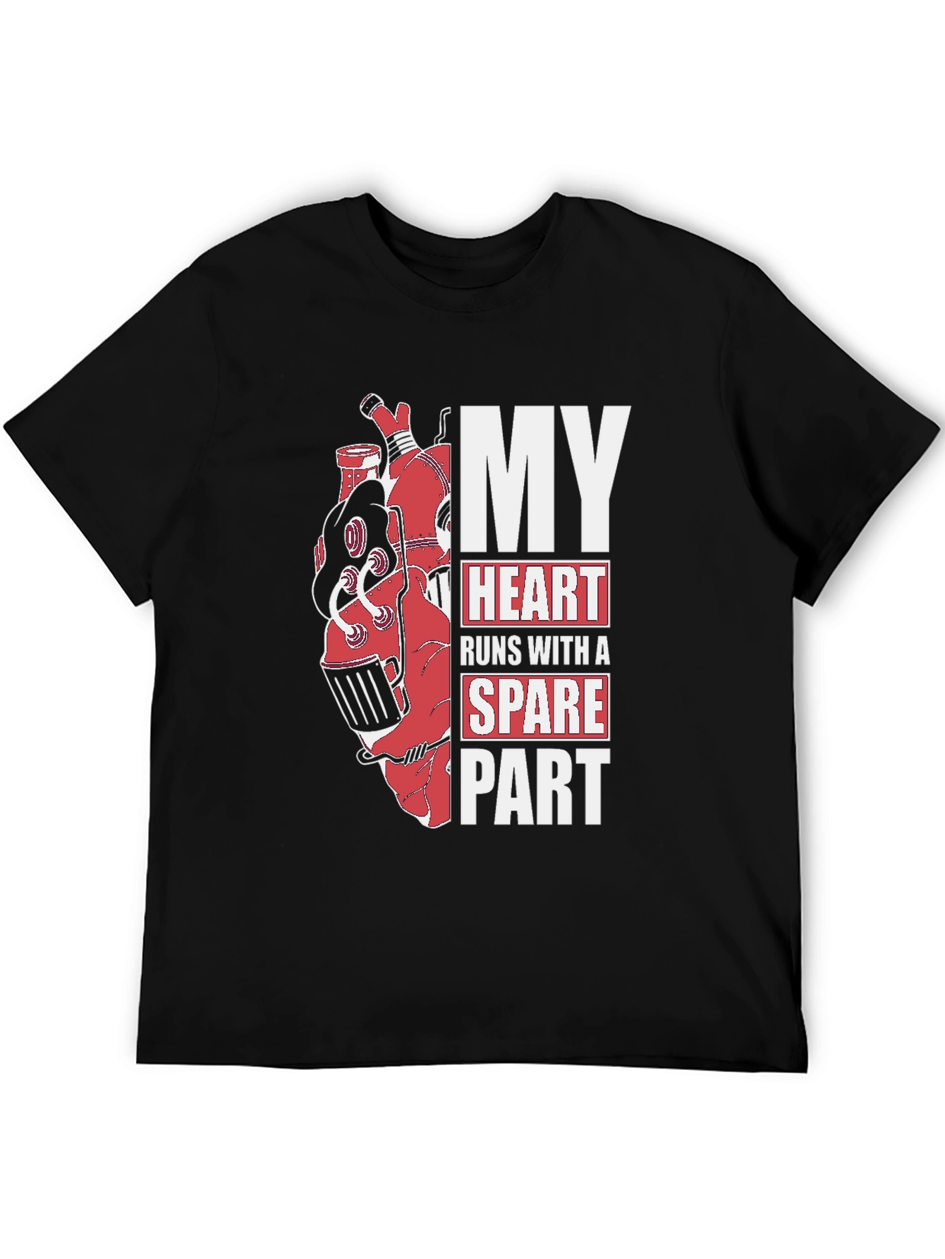 Black My Heart Runs With A Spare Part Graphic T-Shirt view 5