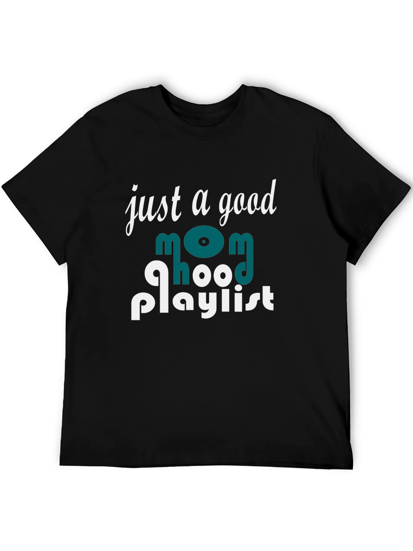 Black Good Mom Hood Playlist Graphic T-Shirt view 5