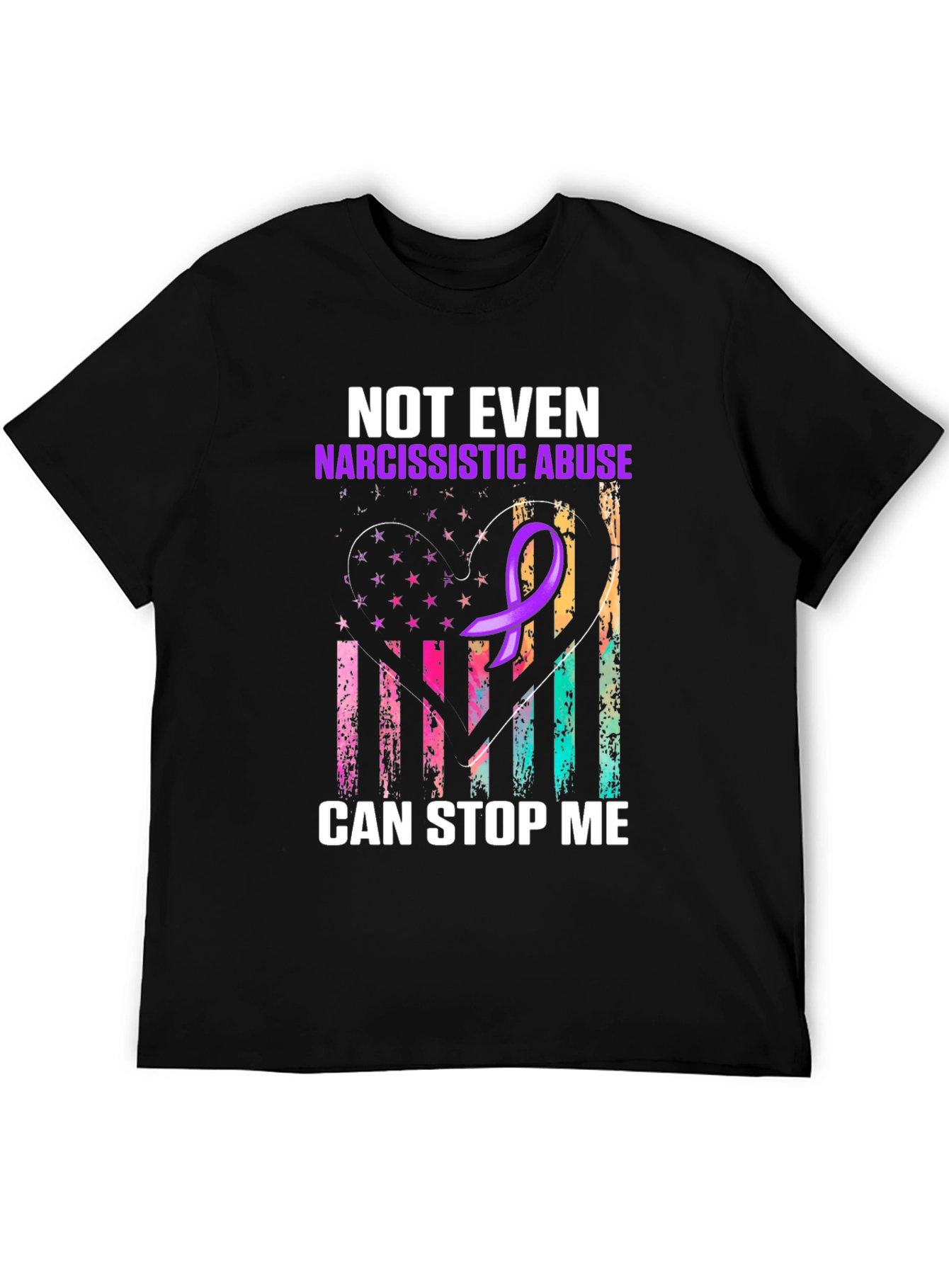 Black Narcissistic Abuse Awareness T-Shirt: "Can't Stop Me" view 5