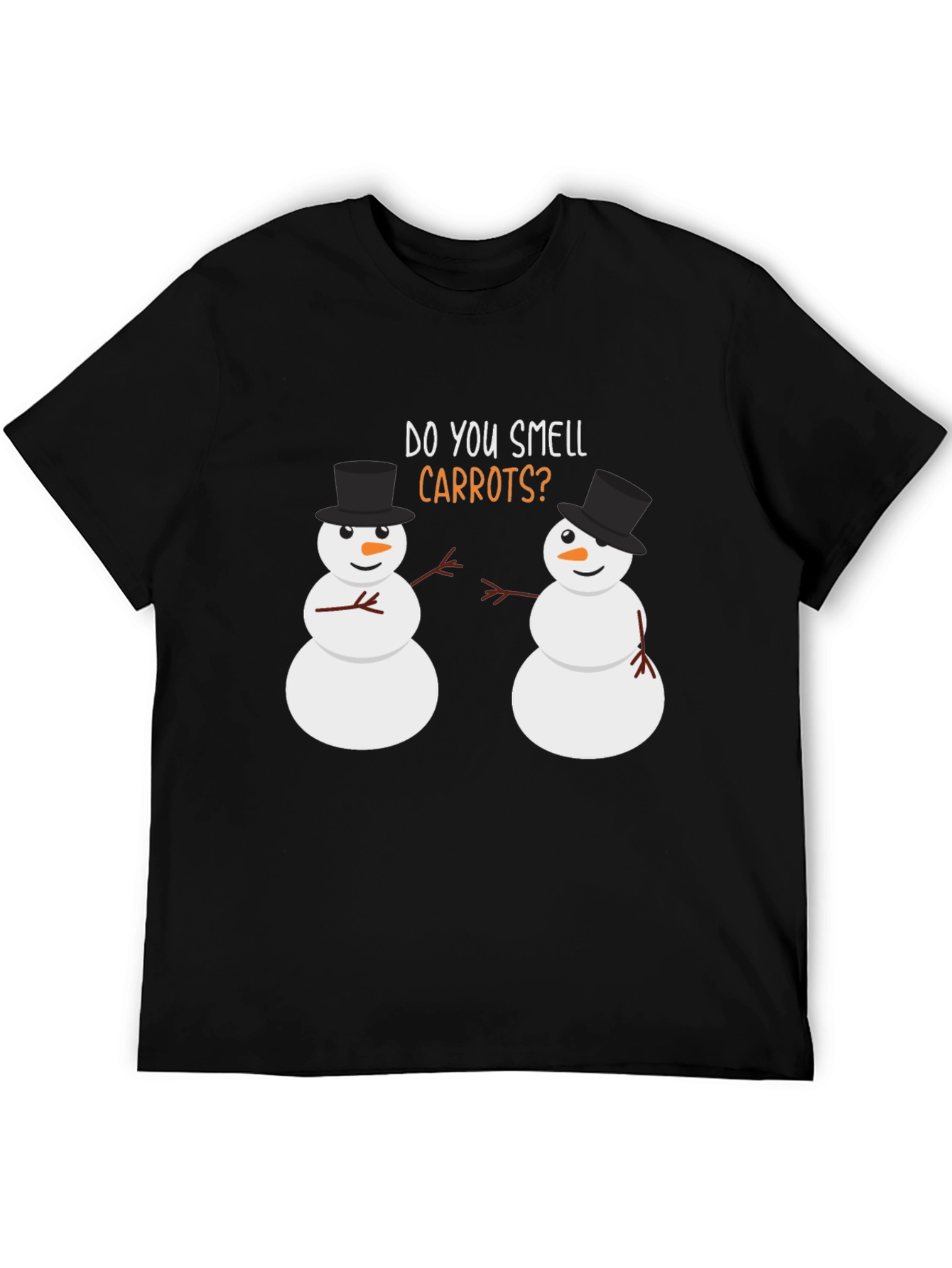 Black Funny Snowman T-Shirt - Do You Smell Carrots? view 5