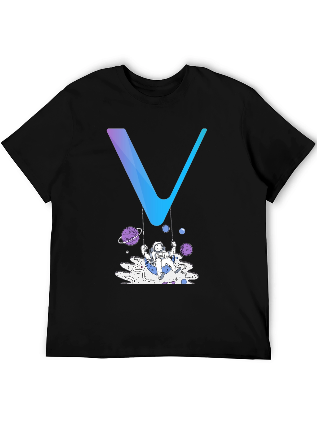 Black Astronaut Swing Graphic Tee - Black Cotton Blend Shirt view 5