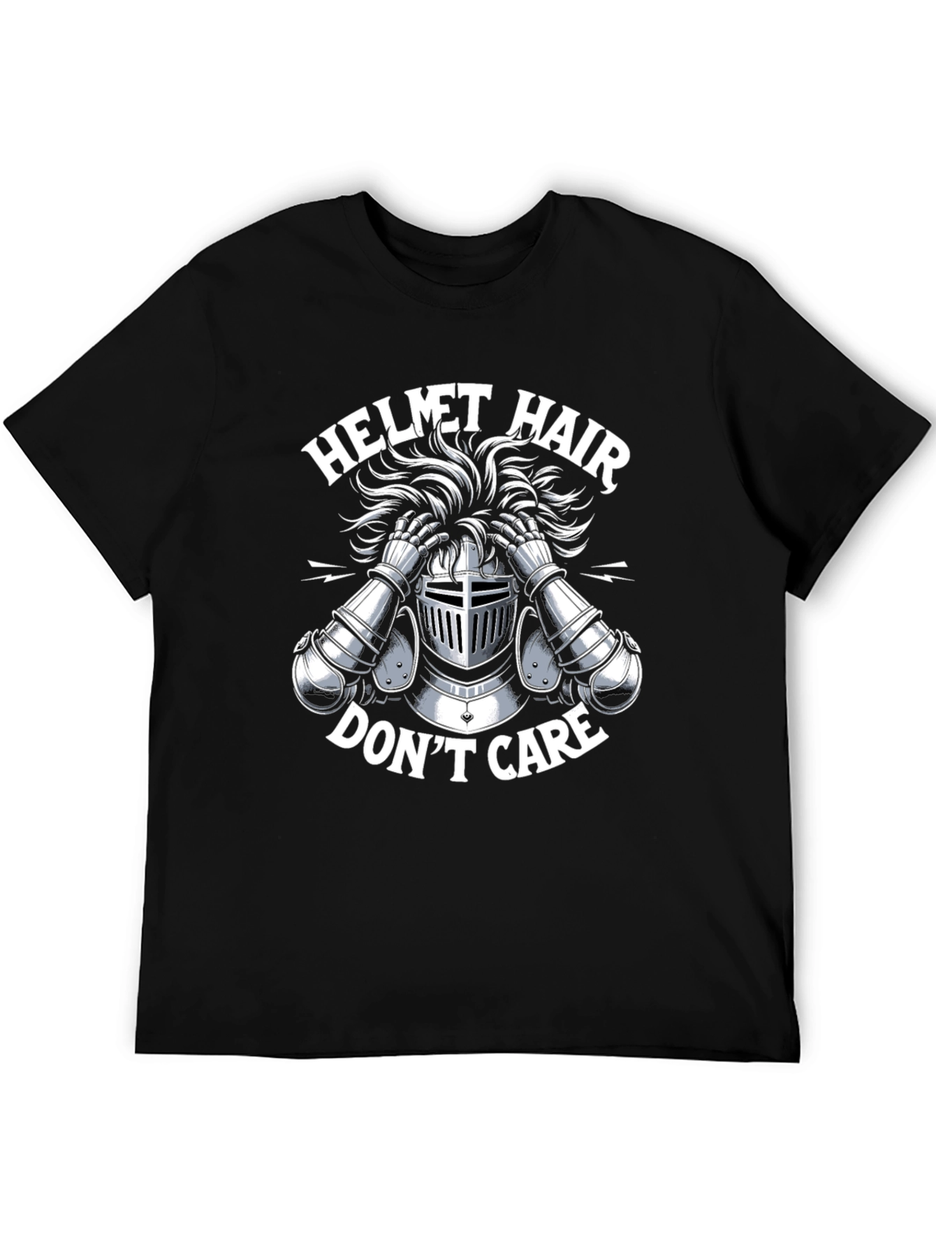 Black Helmet Hair Don't Care Tee view 5