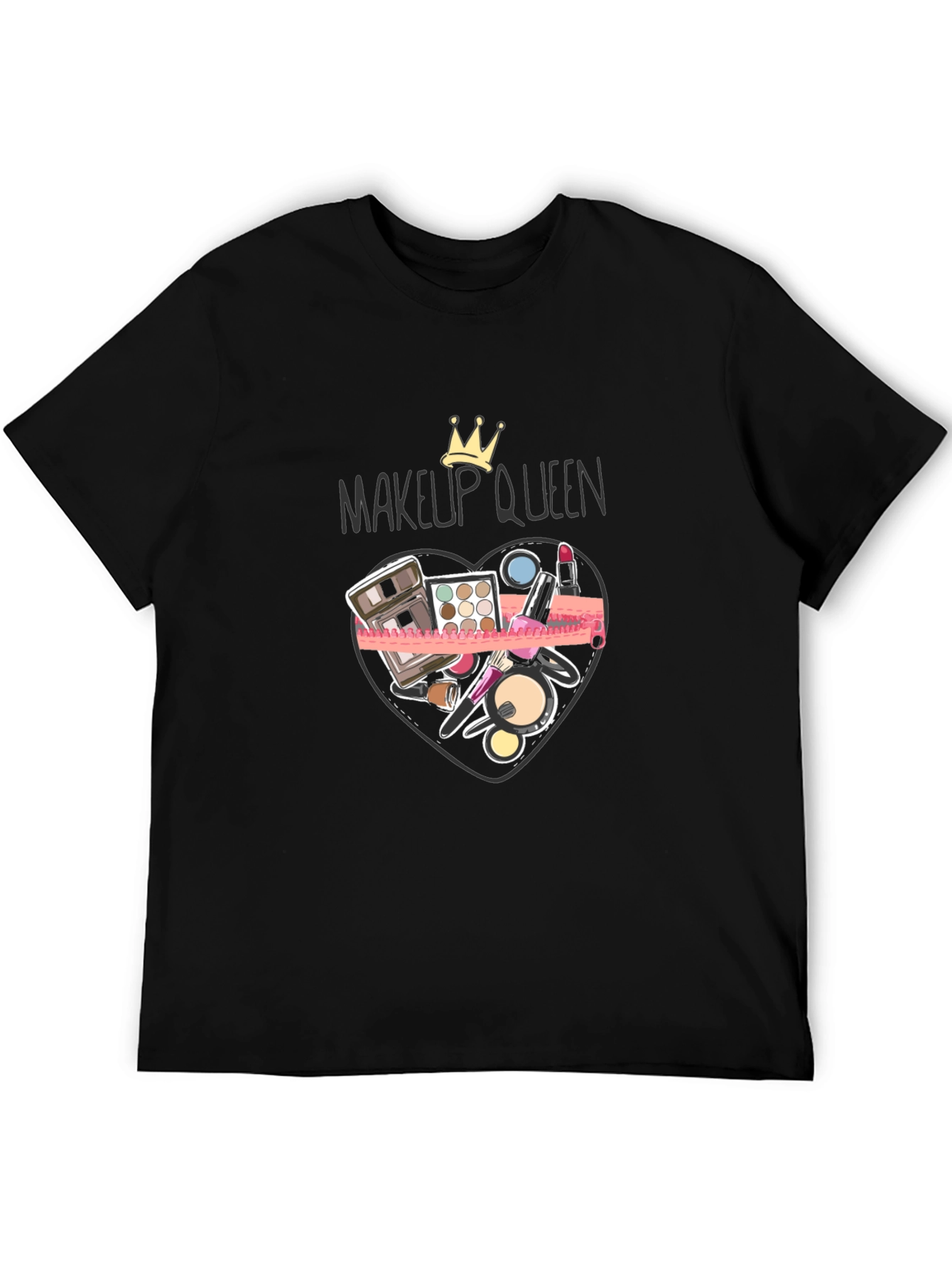 Black Makeup Queen Graphic Tee - Black Cotton T-Shirt view 5