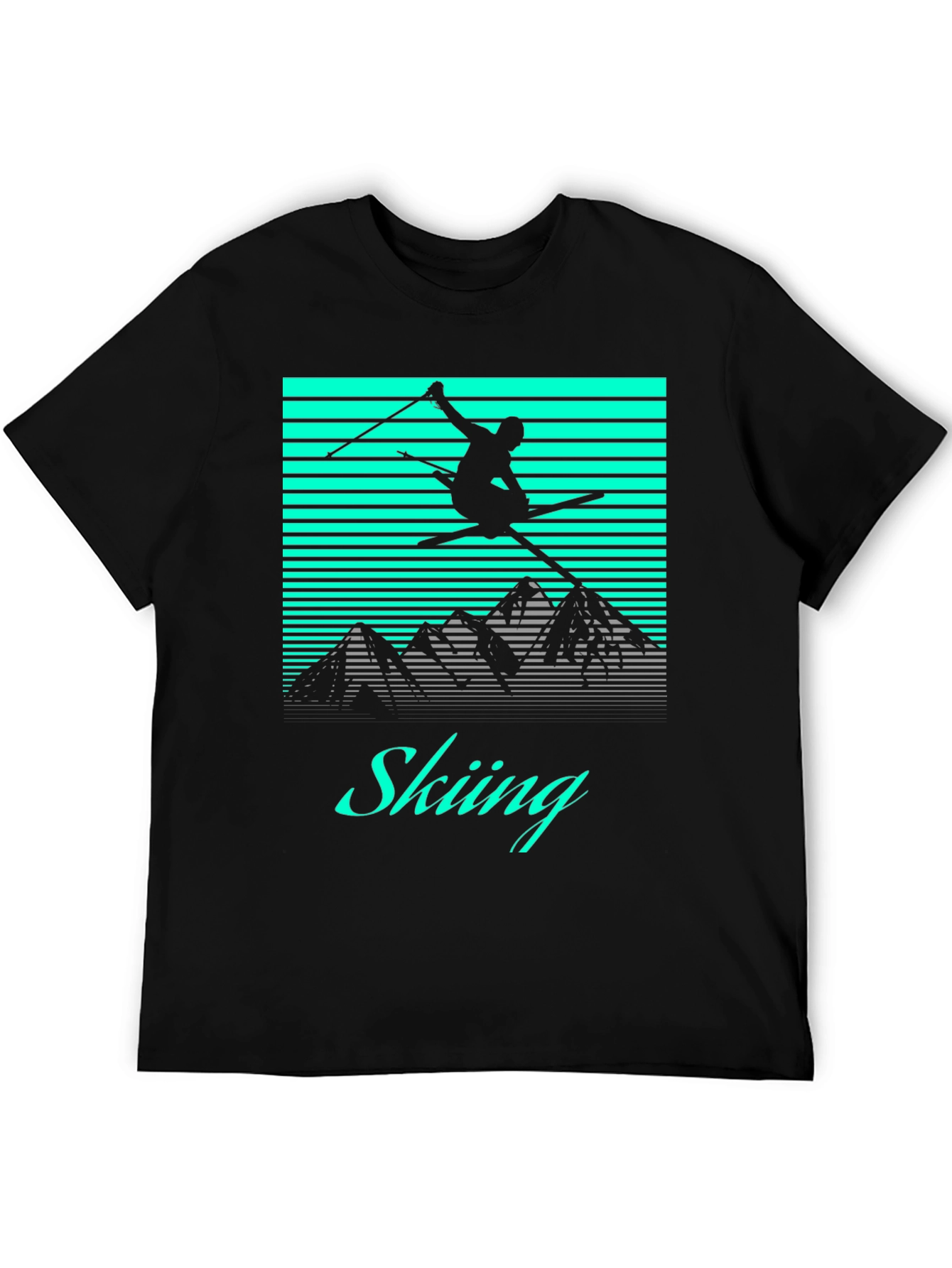 Black Retro Skiing T-Shirt - Black Graphic Tee view 5