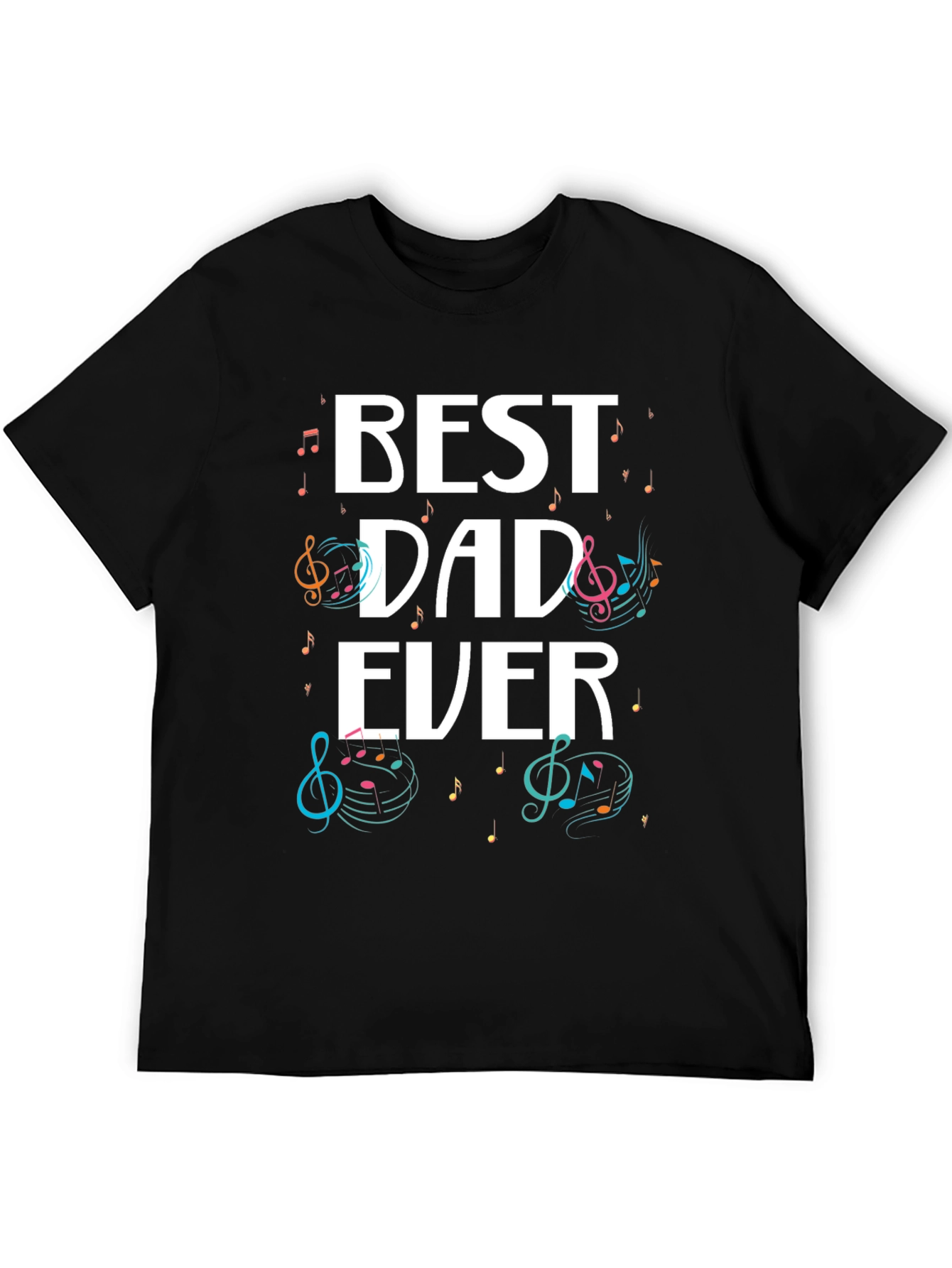 Black Best Dad Ever Music T-Shirt view 5