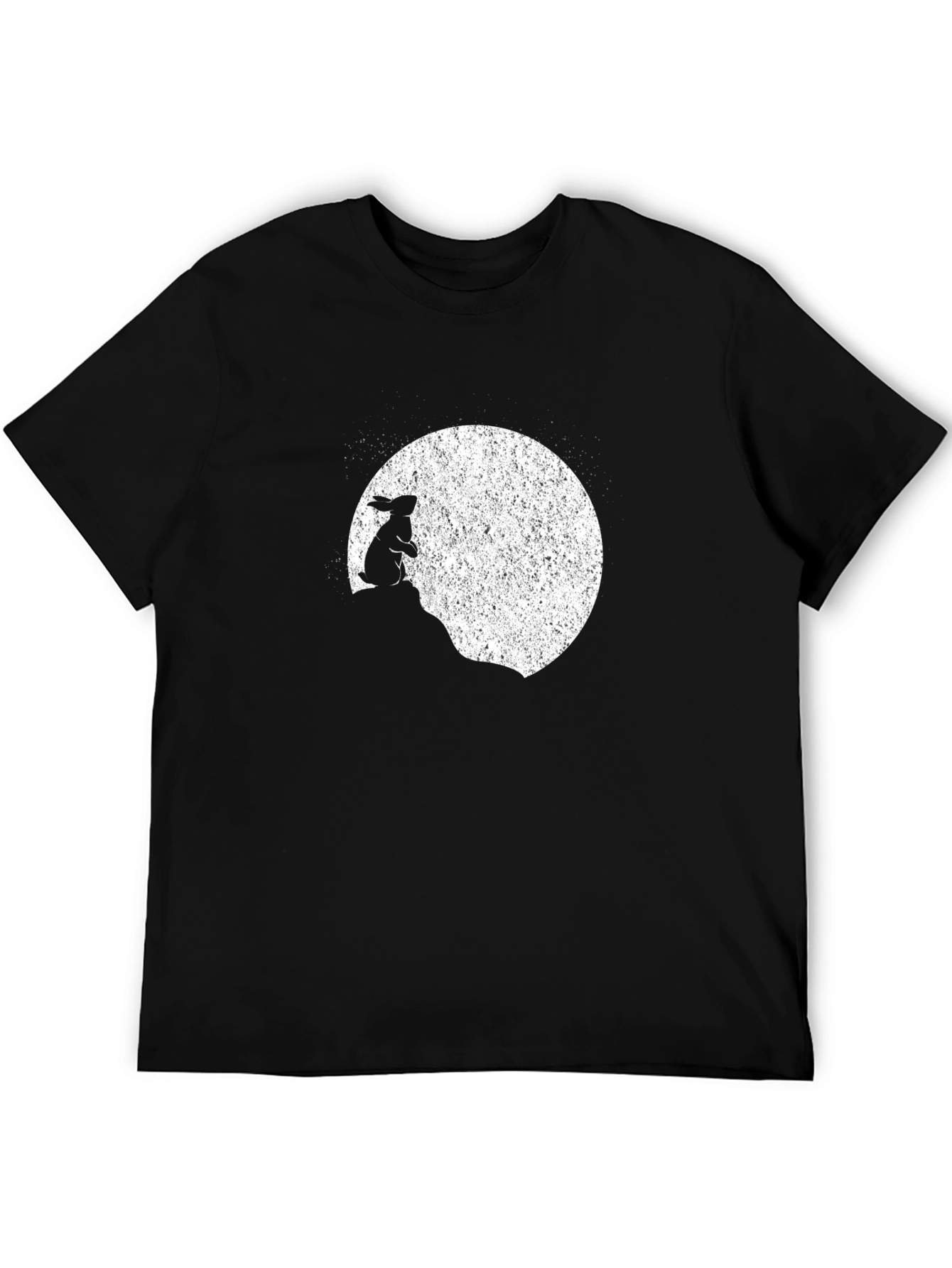 Black Rabbit Moon Men's Black Graphic T-Shirt view 5