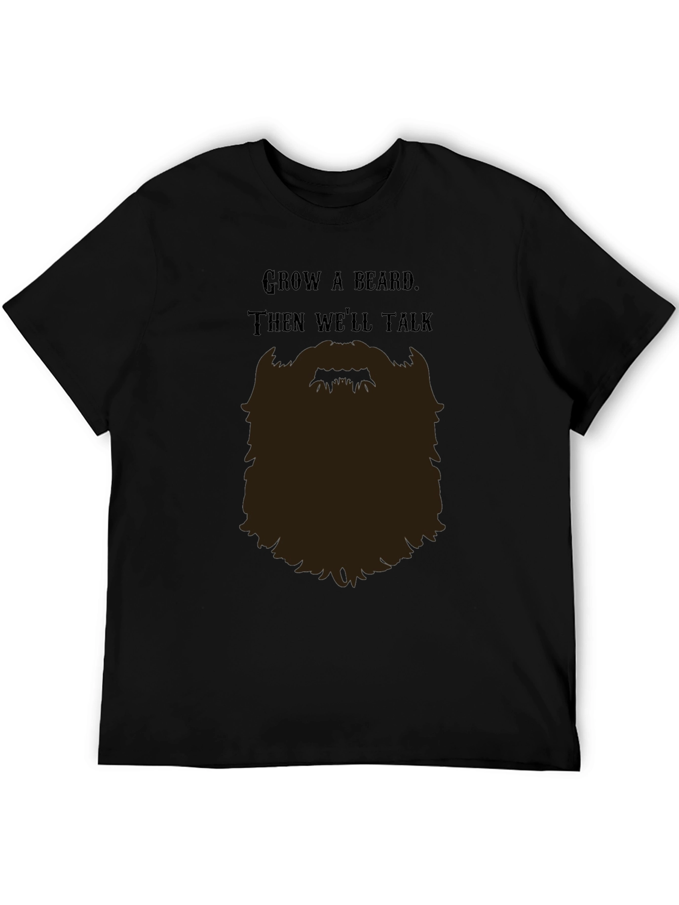 Black Grow a Beard T-Shirt - Funny Bearded Man Tee view 5