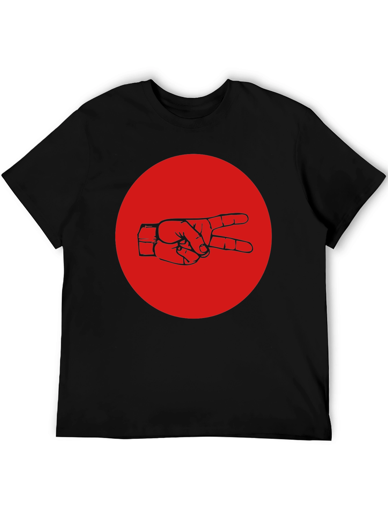 Black Peace Sign Graphic Tee - Black Cotton Crew Neck view 5