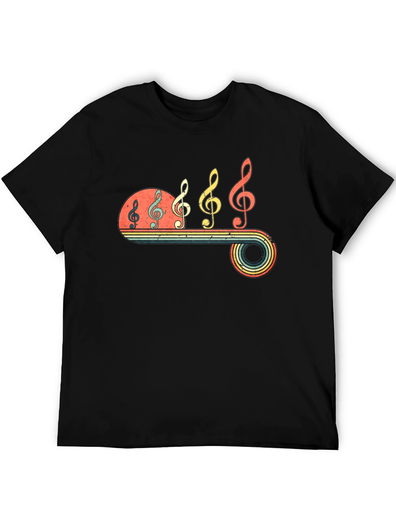 Black Retro Music Note T-Shirt view 5