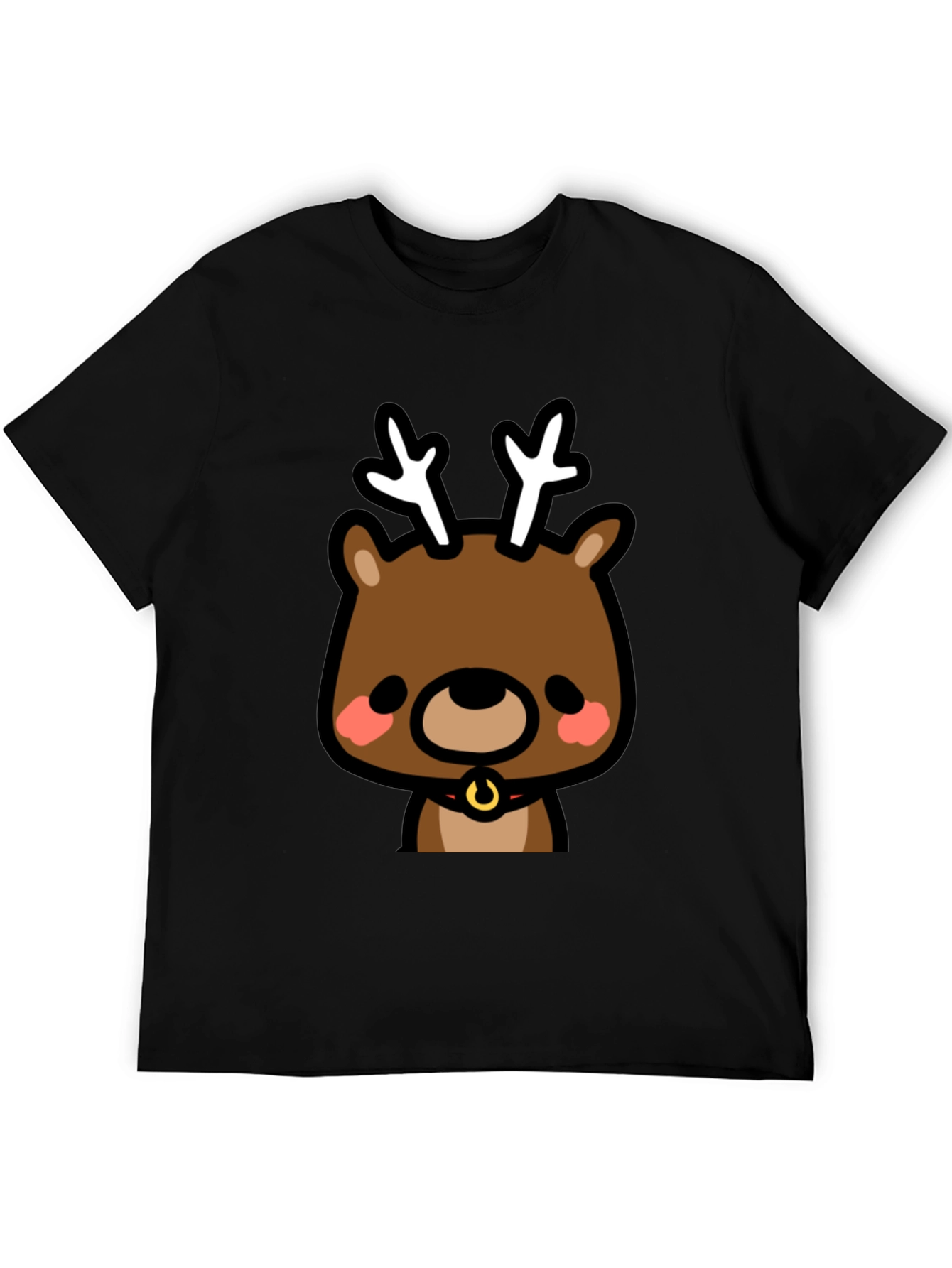 Black Cute Reindeer Graphic Black T-Shirt view 5