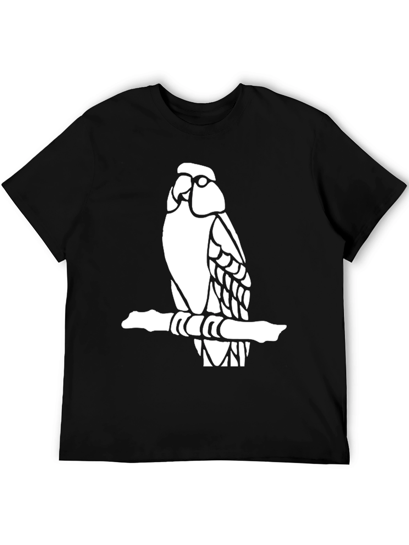 Black Parrot on Branch Graphic Tee - Black Cotton Blend view 5