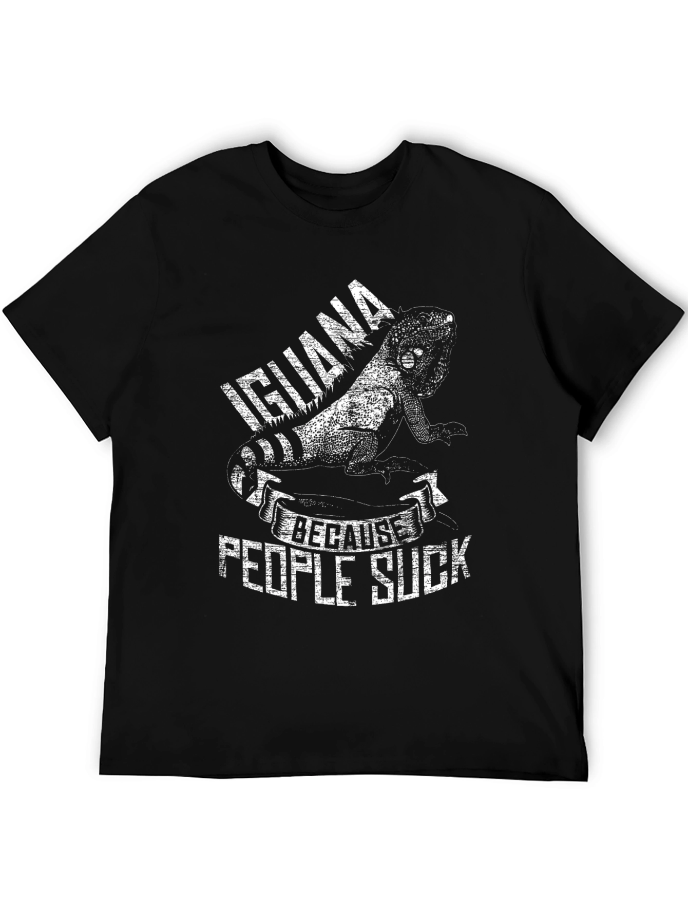 Black Iguana Because People Suck Graphic T-Shirt view 5