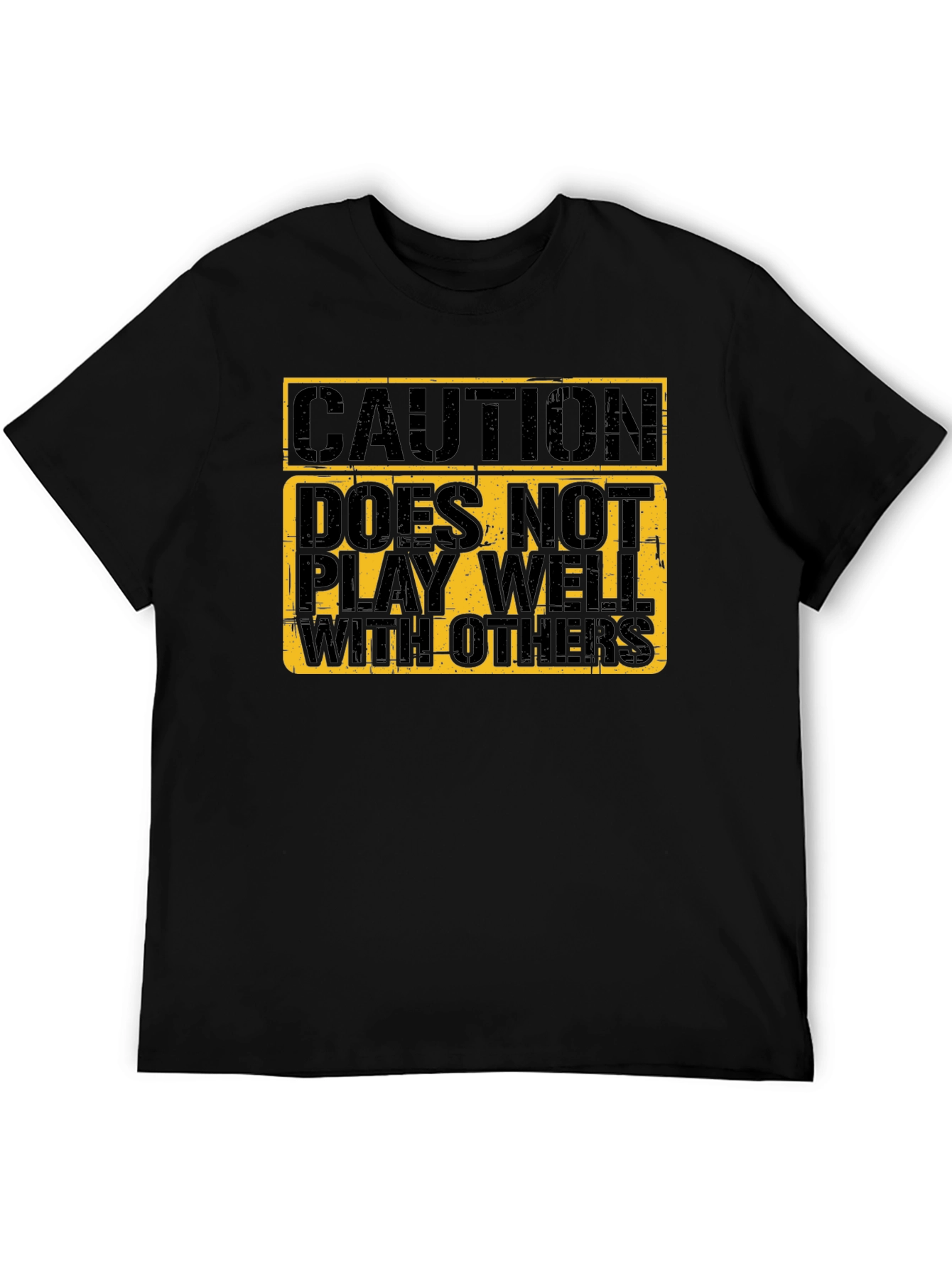 Black Caution Doesn't Play Well T-Shirt view 5