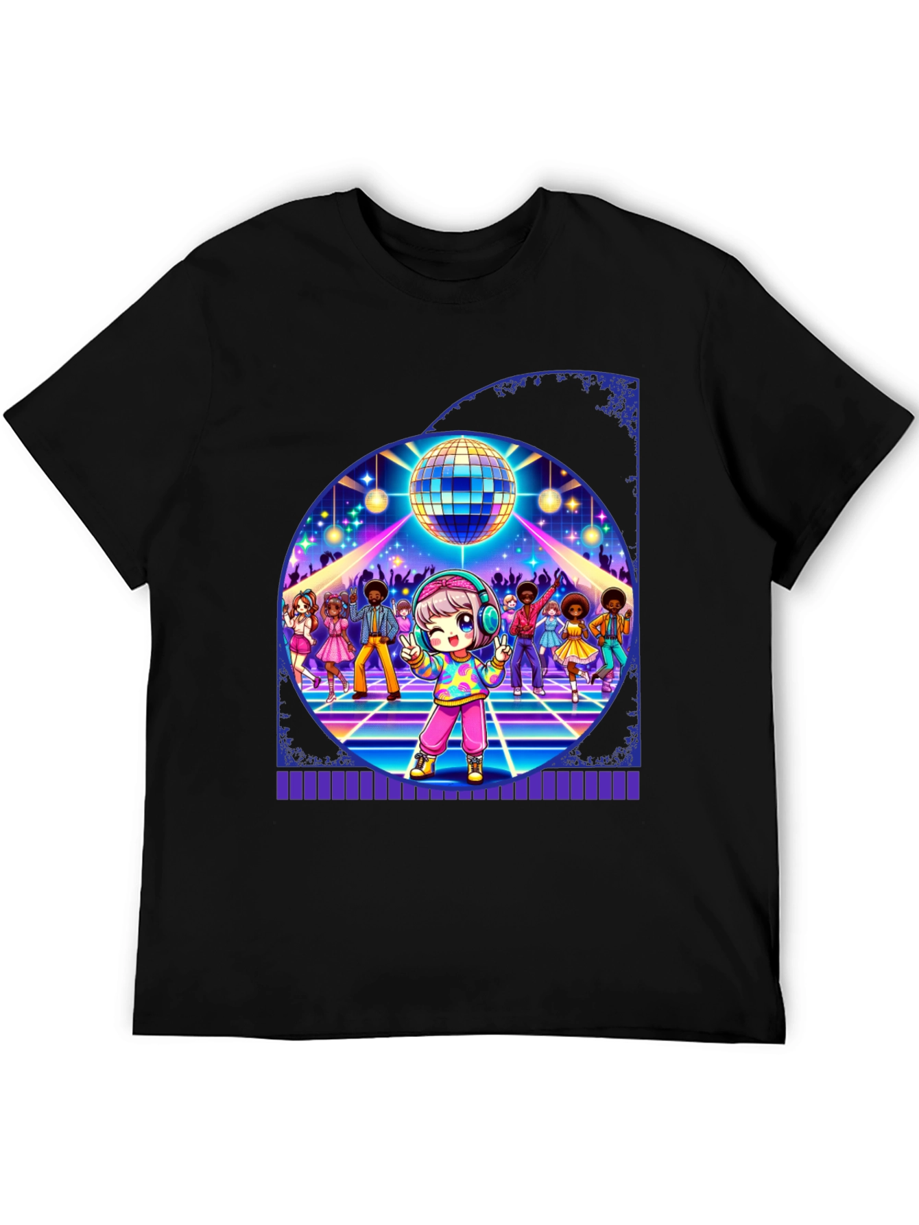 Black Retro Disco Dance T-Shirt view 5