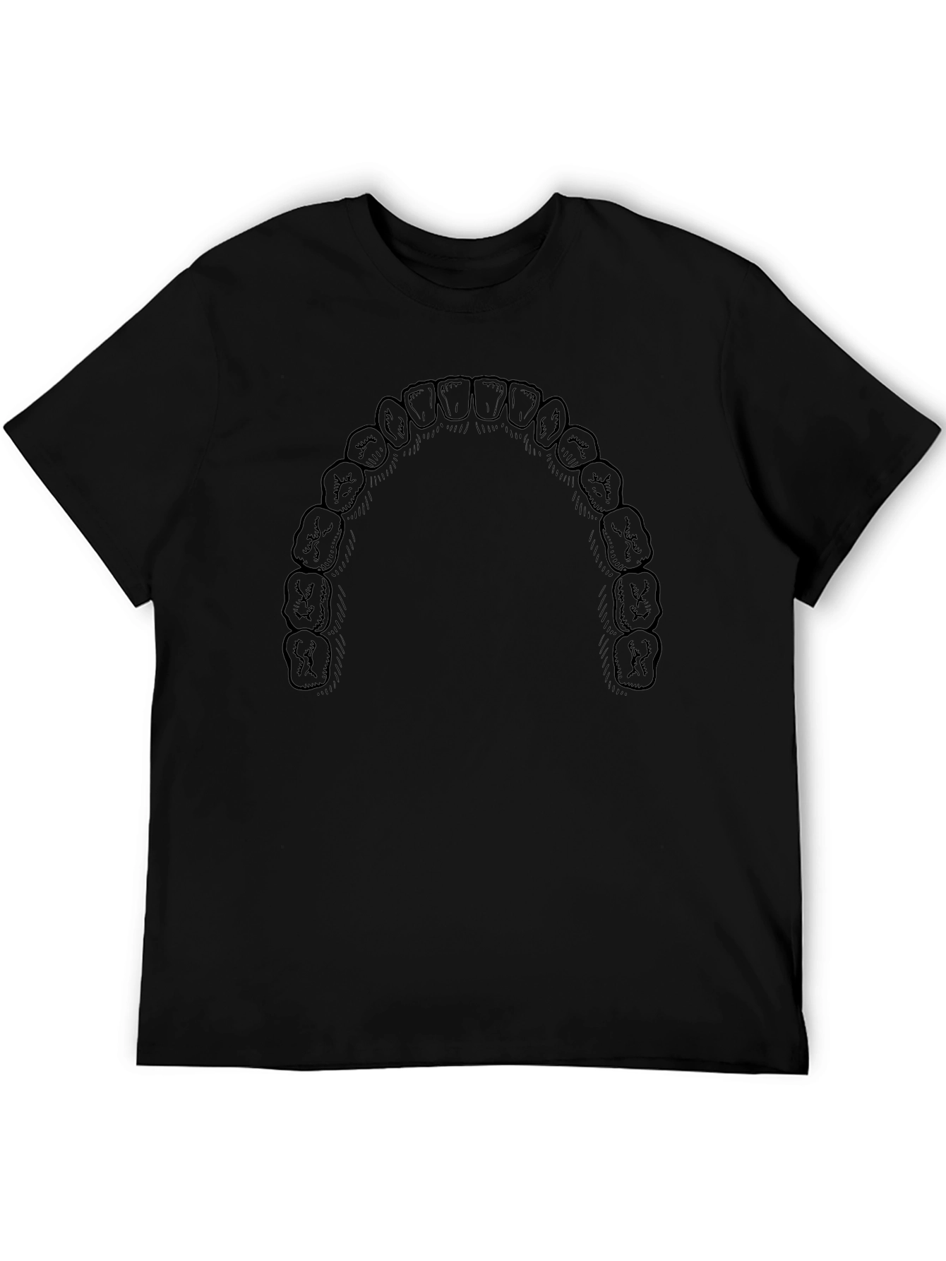 Human Teeth Graphic Print Black T-Shirt - 5