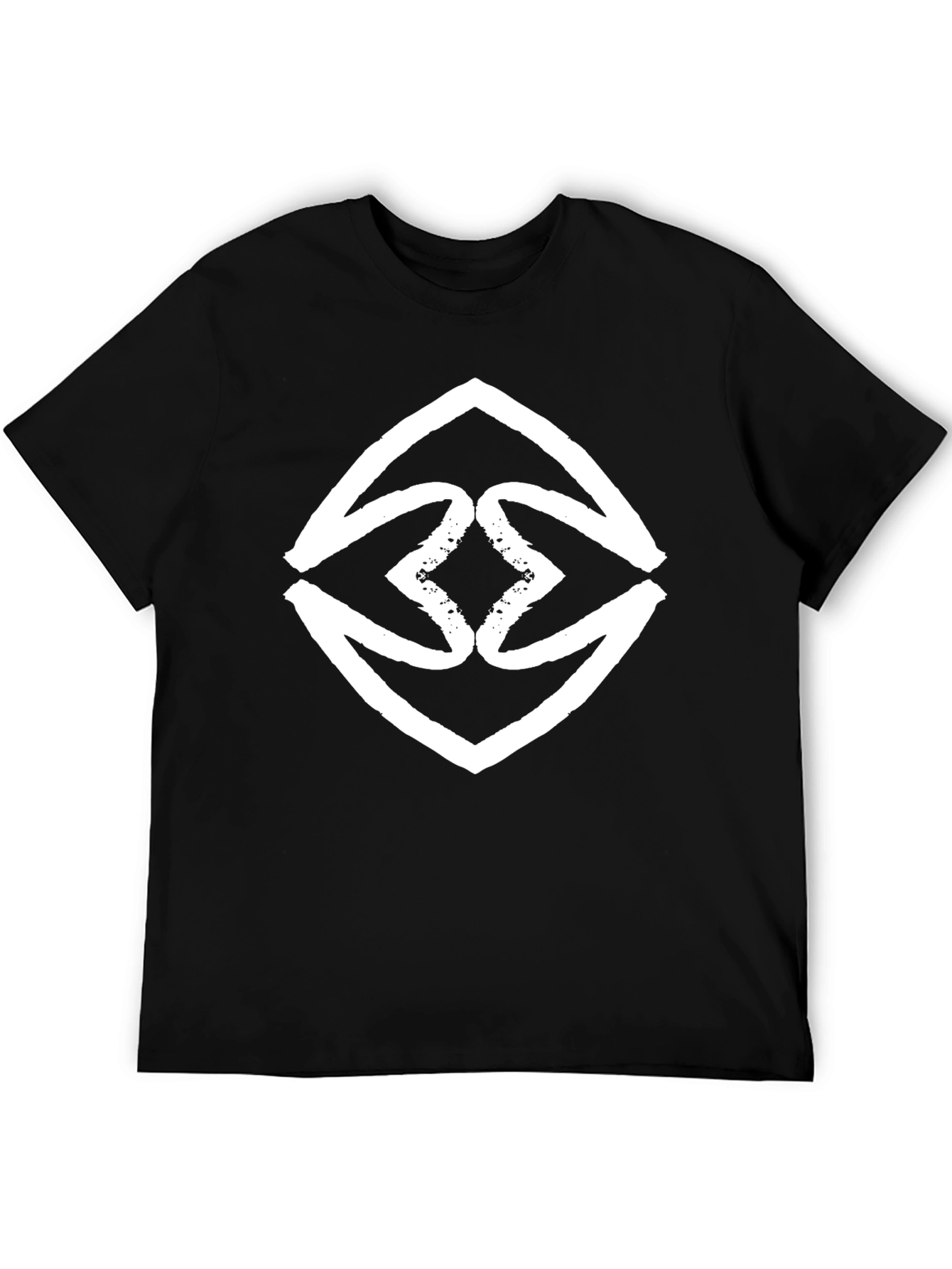 Black Bold Graphic Tee - Black with White Abstract Diamond view 5