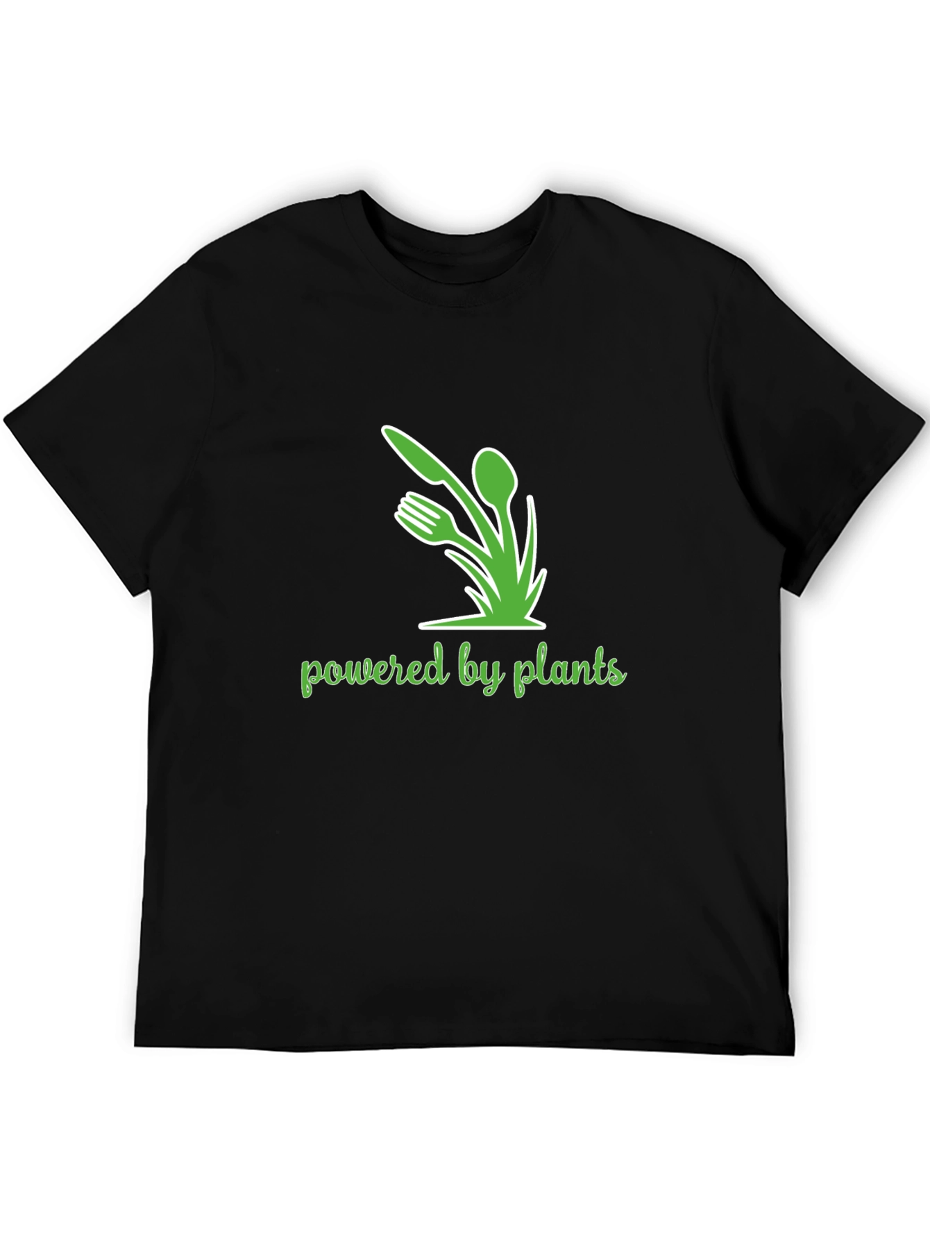 Black Powered By Plants Graphic Tee - Vegan Lifestyle Shirt view 5