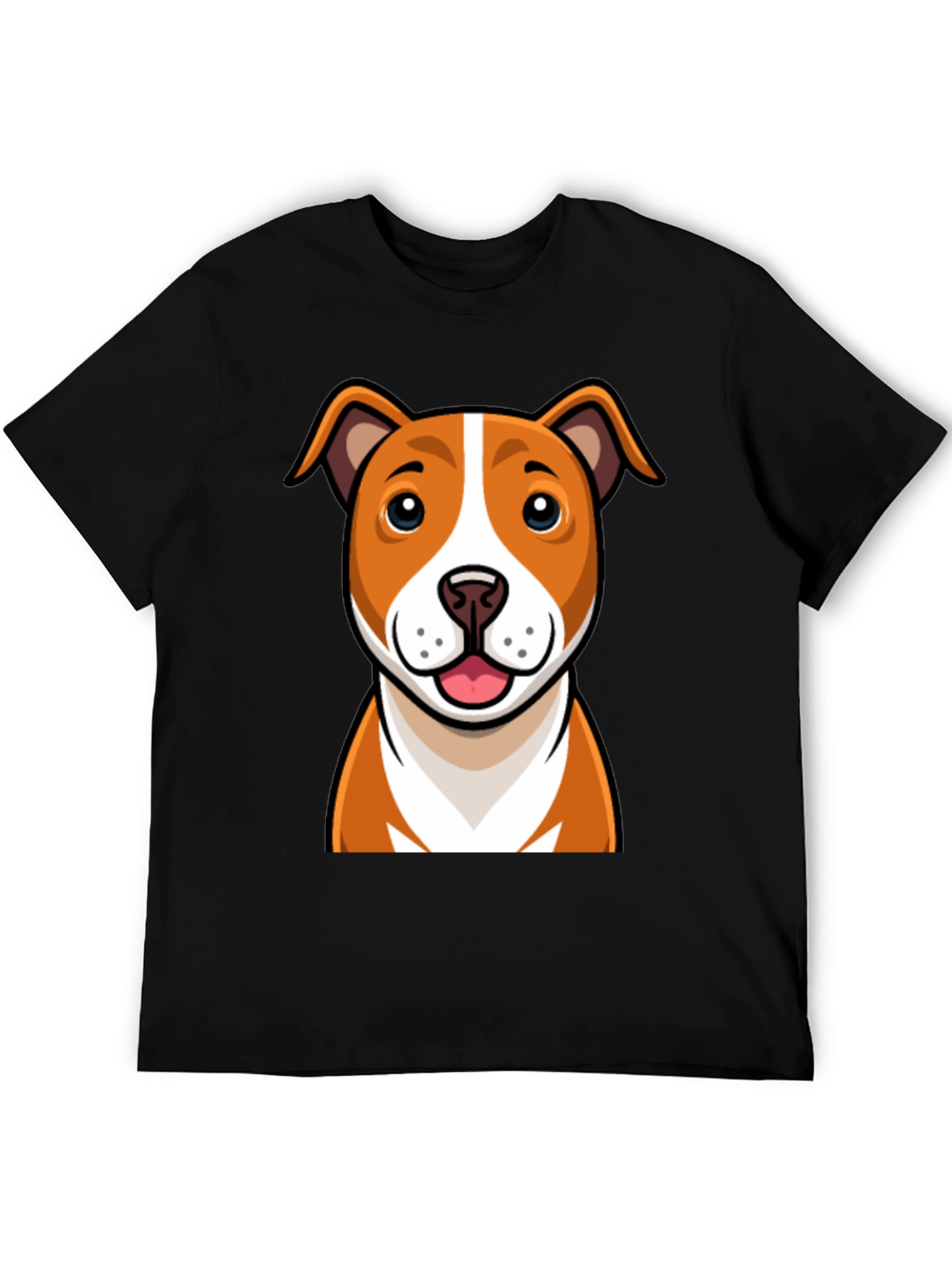 Black Cartoon Dog Graphic Tee - Black Crew Neck T-Shirt view 5