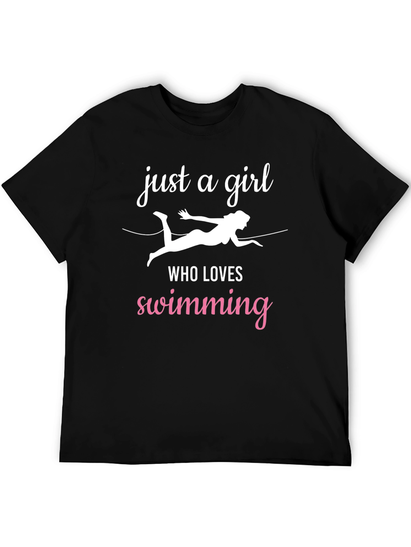 Black Just a Girl Who Loves Swimming T-Shirt view 5