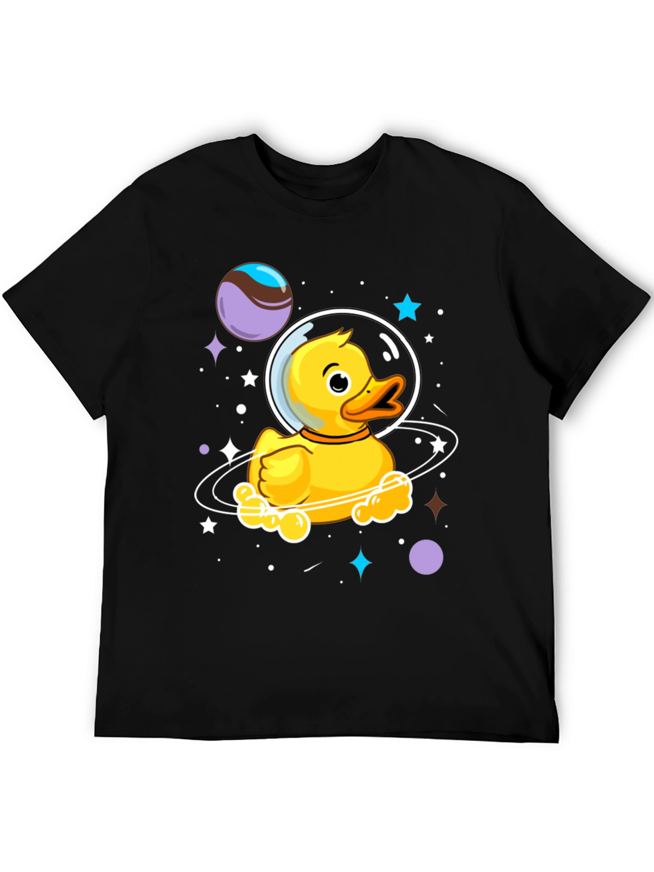 Black Space Duckling T-Shirt - Men's Black Graphic Tee view 5