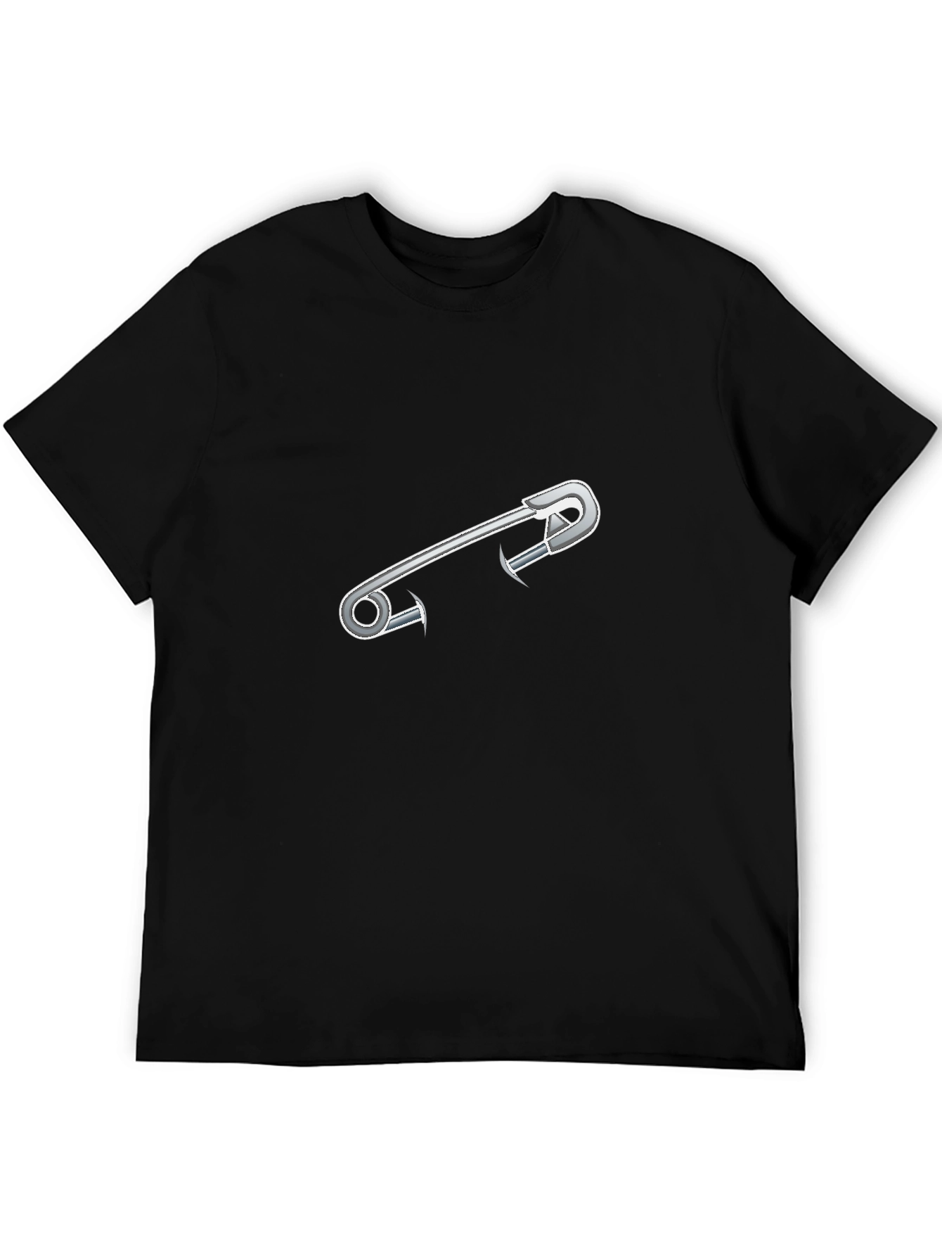 Black Safety Pin Graphic Tee - Black Cotton Comfort view 5