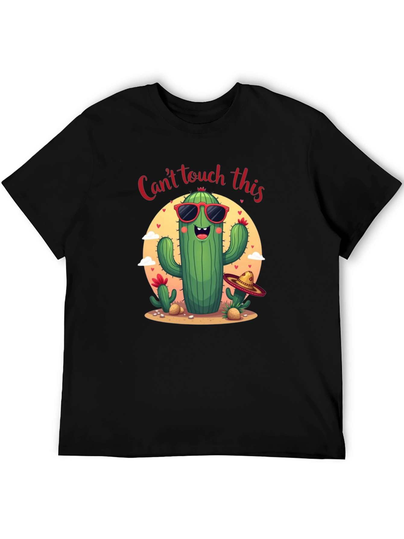 Black Funny Cactus Graphic Tee - "Can't Touch This" view 5