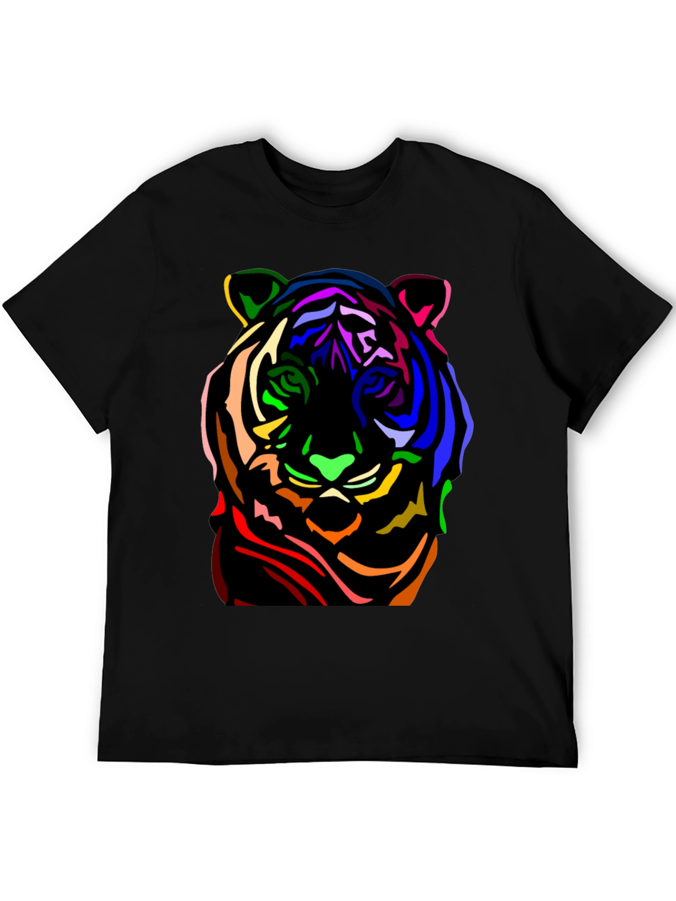 Black Colorful Tiger Graphic Black T-Shirt view 5