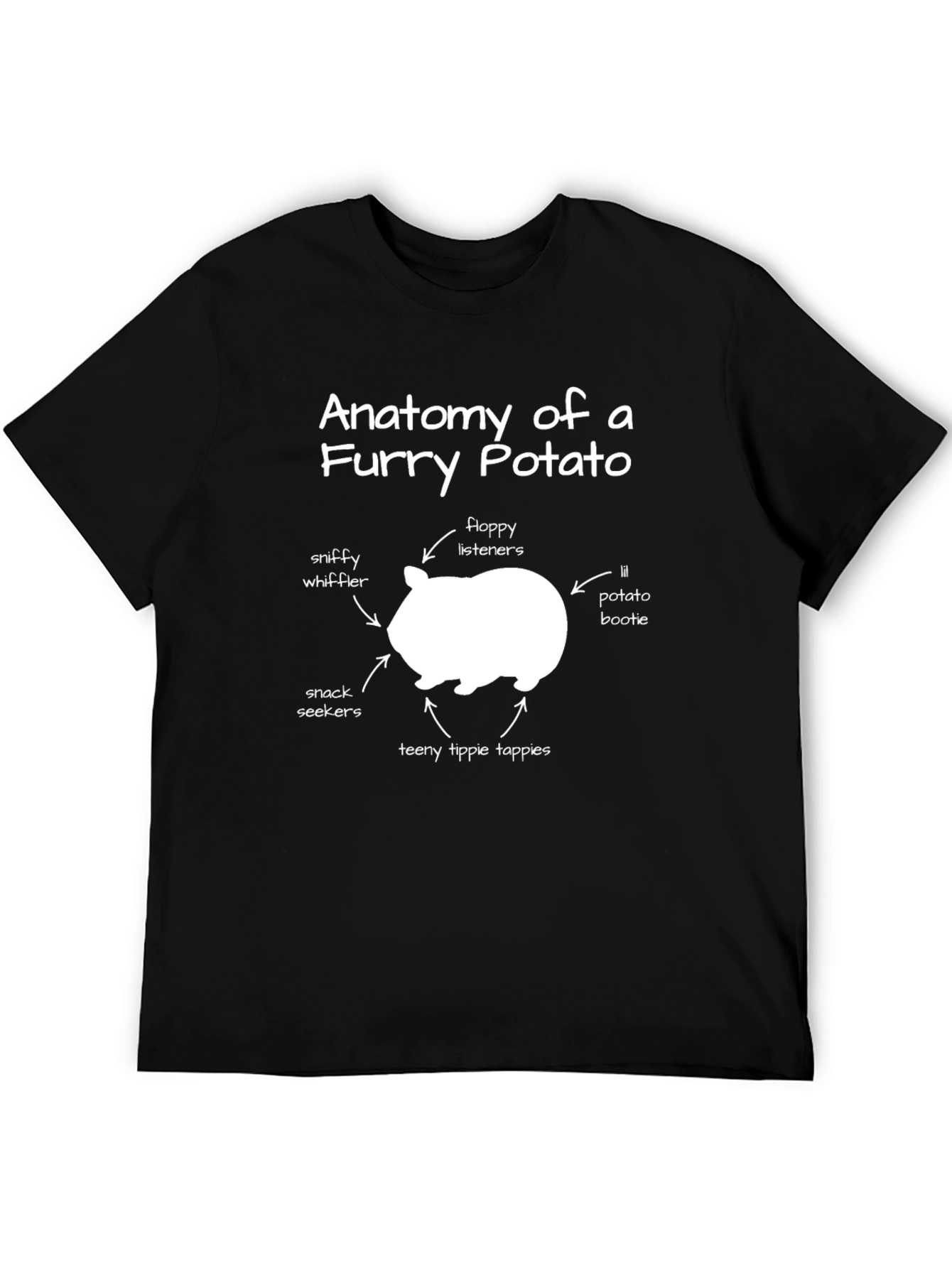 Black Anatomy of a Furry Potato T-Shirt view 5