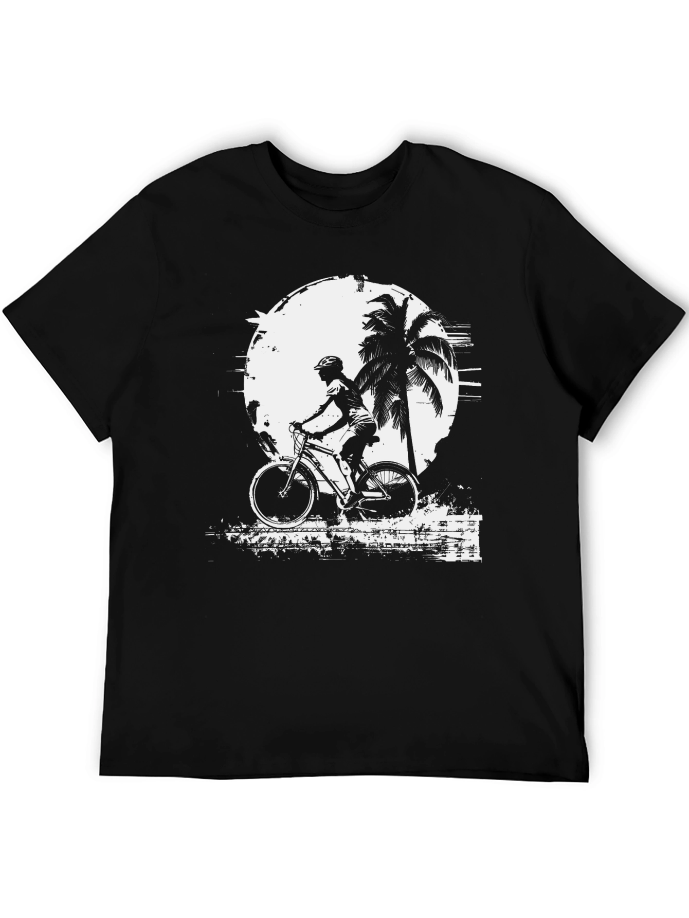 Black Biker Palm Tree Graphic Black T-Shirt view 5
