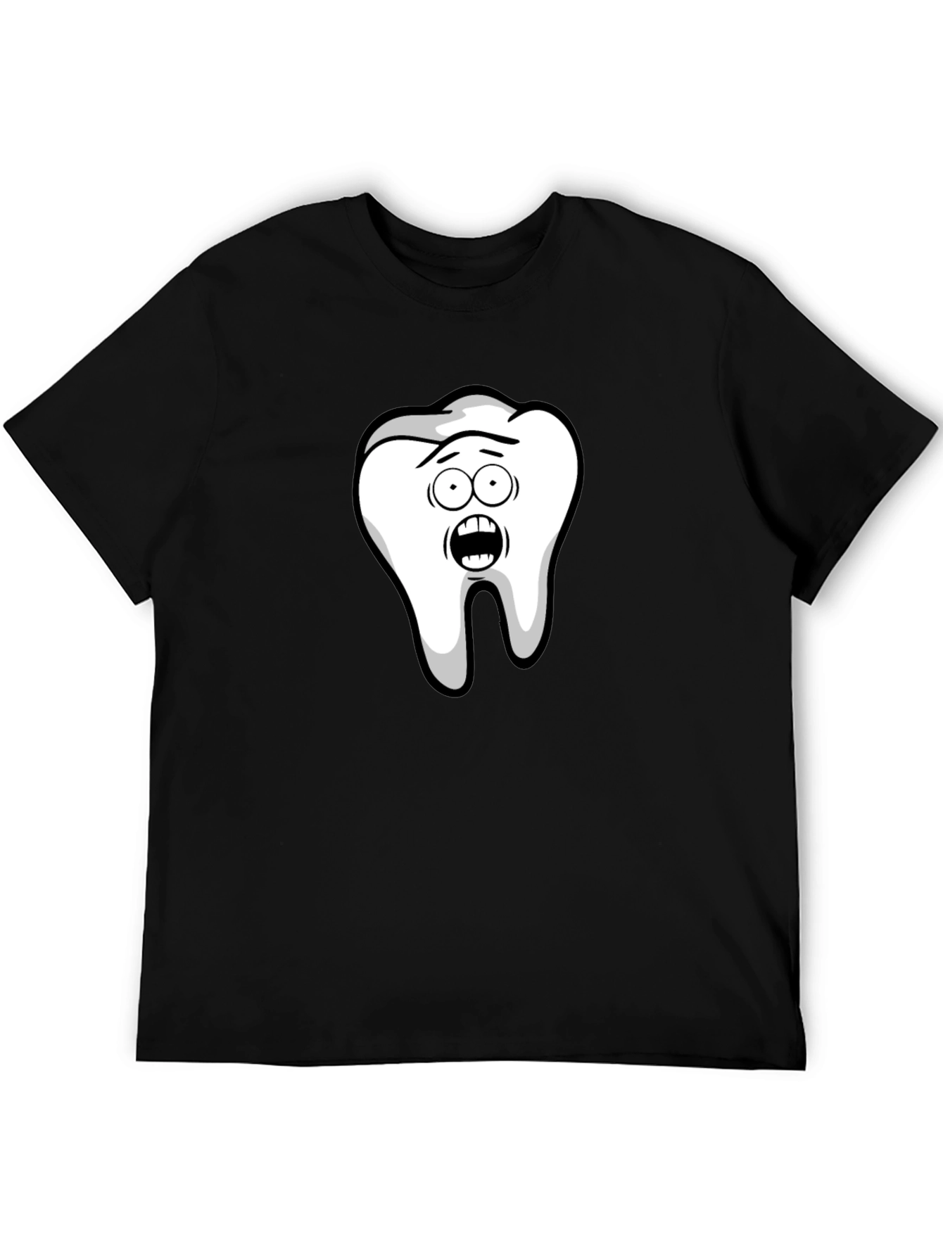 Black Funny Cartoon Tooth Black T-Shirt view 5