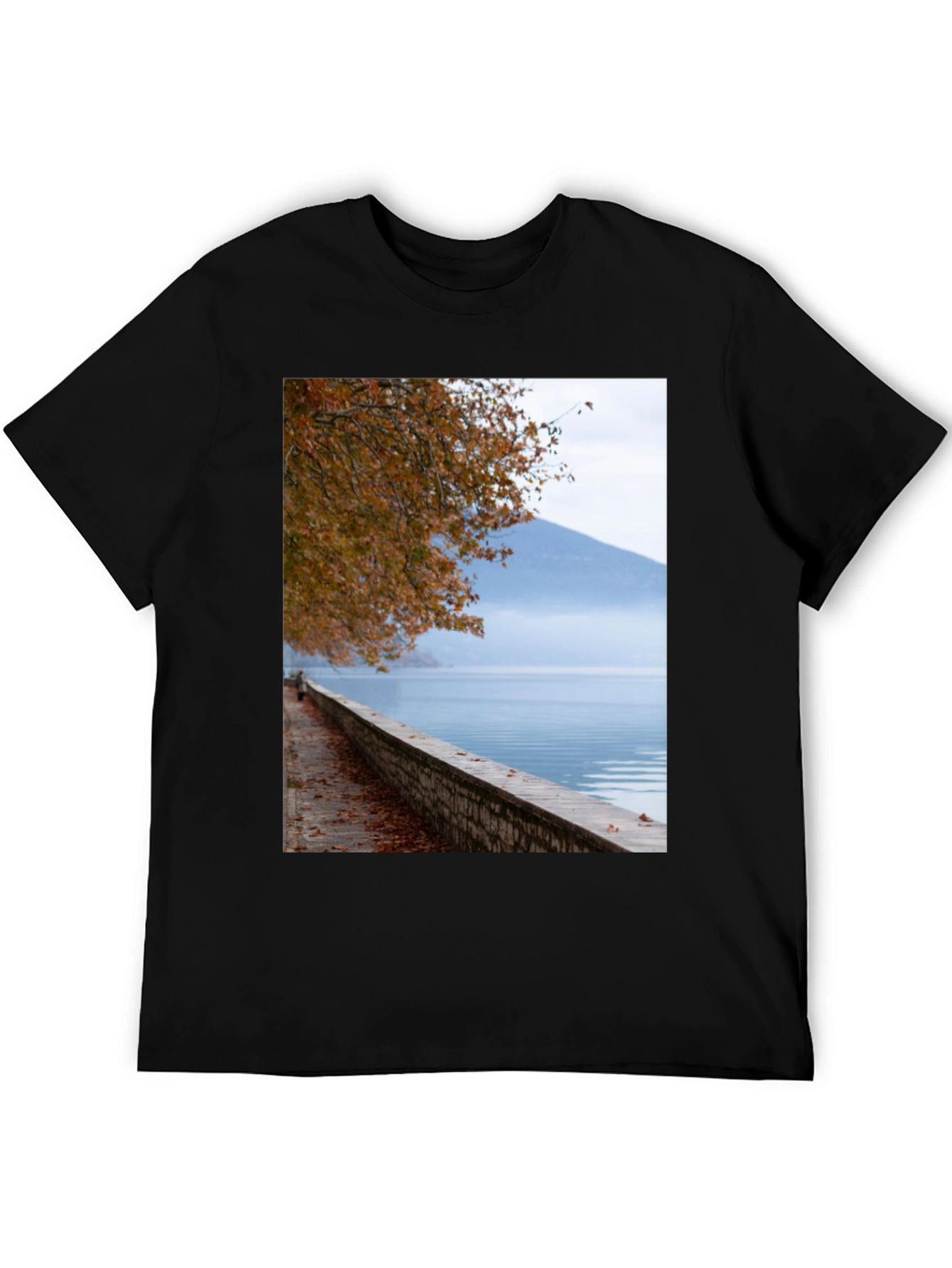Black Scenic Lakeside View Graphic Tee view 5