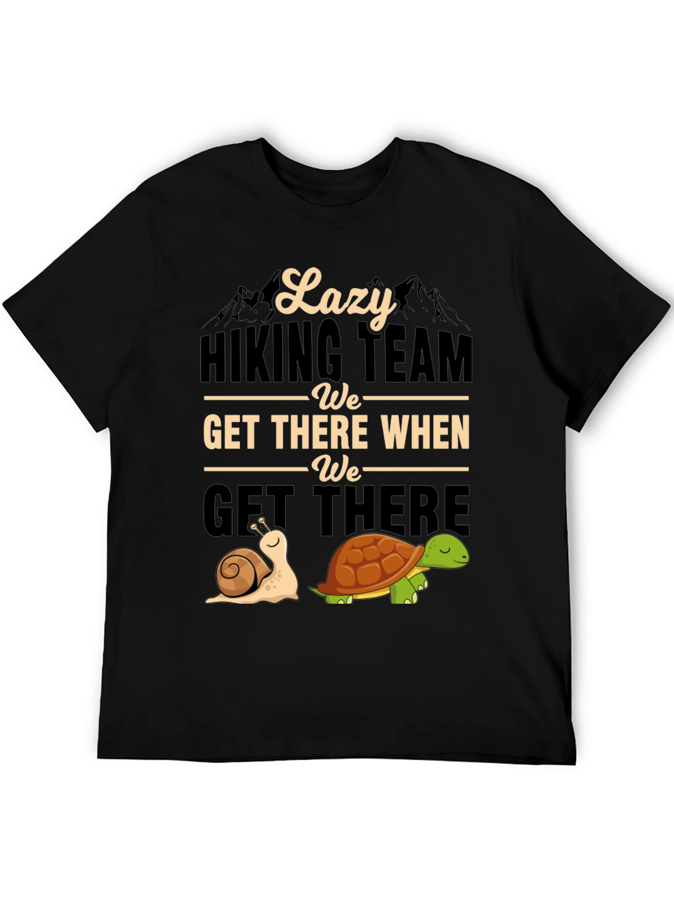 Black Lazy Hiking Team T-Shirt Funny Snail & Turtle Tee view 5