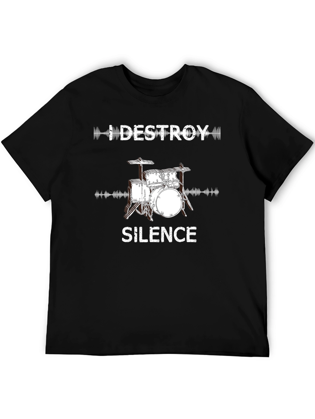 Black I DESTROY SILENCE Drummer T-Shirt - Musician Tee view 5