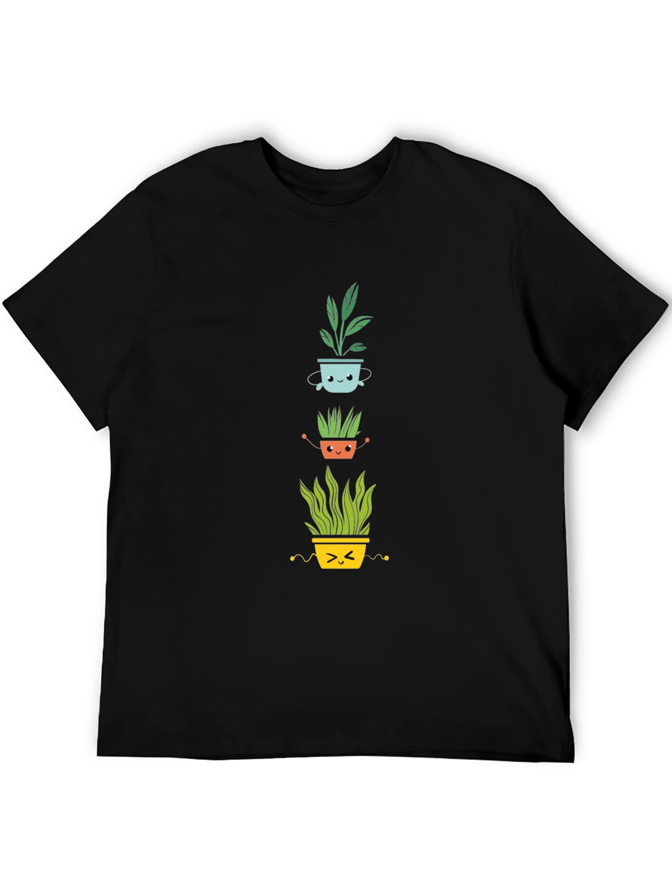 Black Cute Plant Pot T-Shirt - Black Cotton Tee view 5
